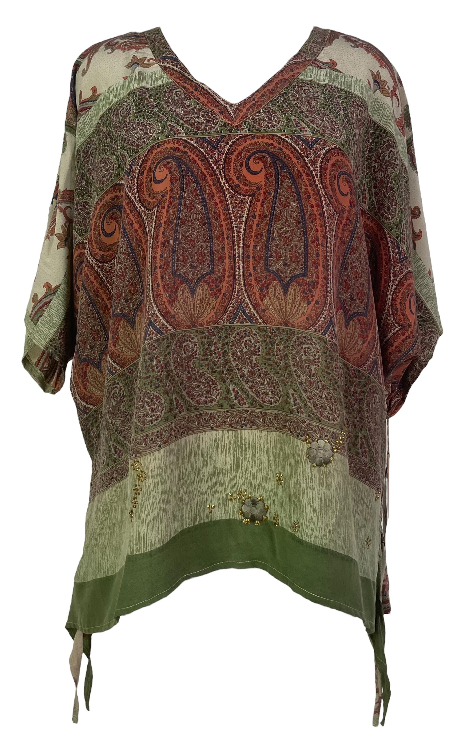 PRC7602 Wabi Sabi Pure Silk Long Tunic with Side Ties