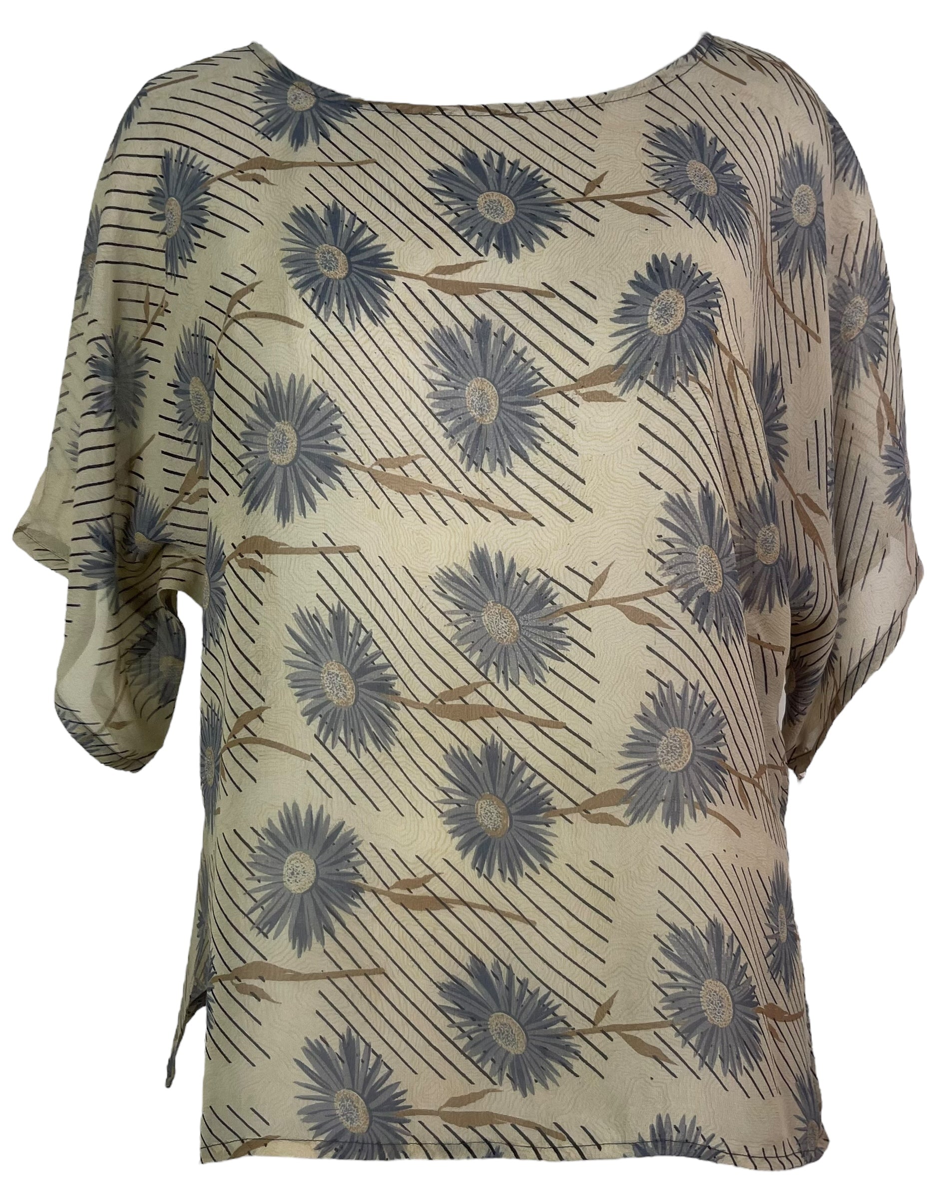 PRG8231 Sheer Avatar Pure Silk Side Slit Top by DECEMBER2025 – Handmade ethical Side Slit Top from sariKNOTsari using upcycled silk. Designed in Canada for travel and slow fashion, loved from Toronto to LA to Sydney.