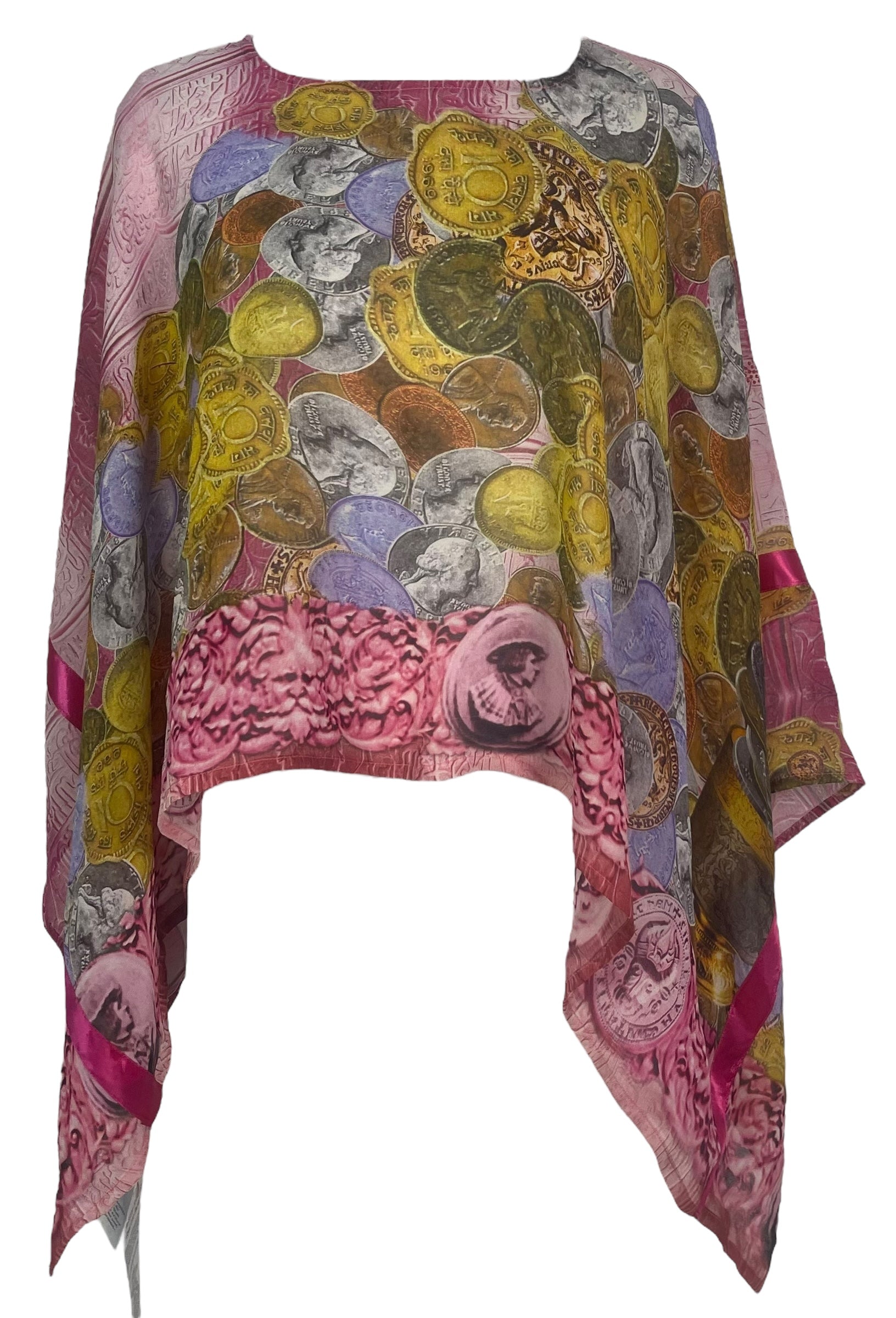 PREVIEW PRG8043A Sheer Avatar Pure Silk Capelet Poncho by DECEMBER2025 – Handmade ethical Poncho from sariKNOTsari using upcycled silk. Designed in Canada for travel and slow fashion, loved from Toronto to LA to Sydney.