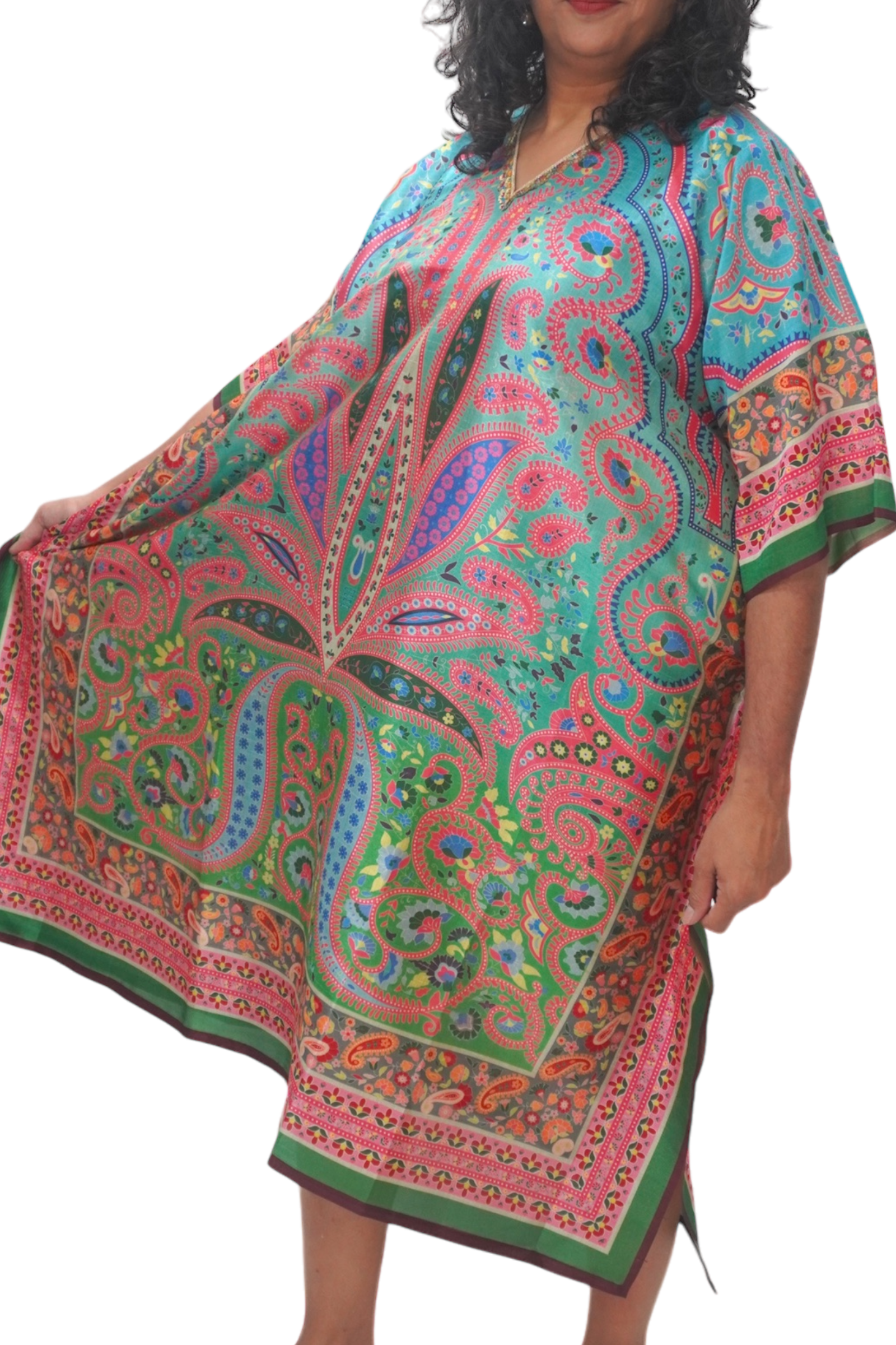 The Priya Silk Blend Midi Length Kaftan LOOSE FIT