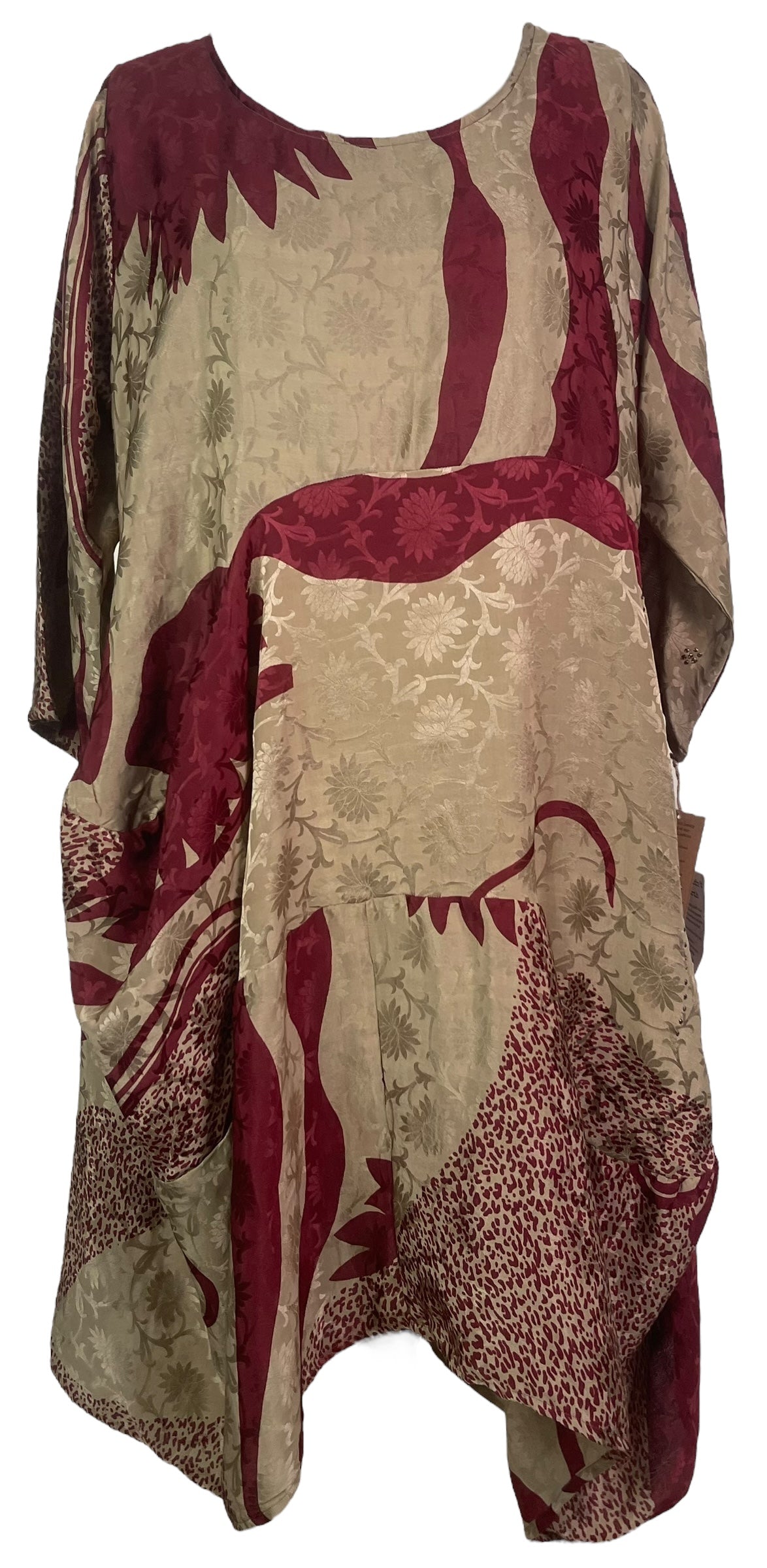 PRC7973 Wabi Sabi Sculptural Silk Long Tunic Dress