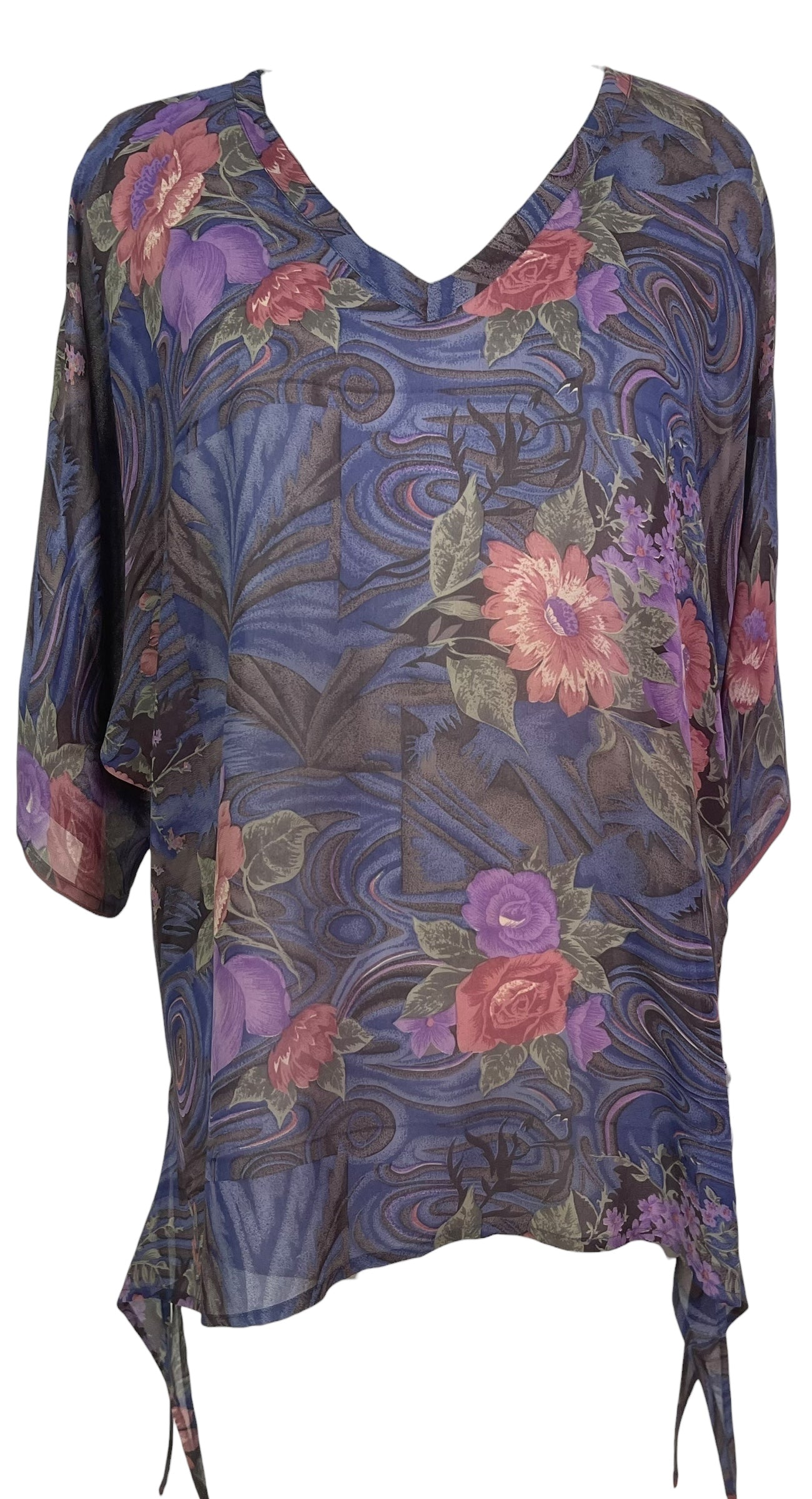 PREVIEW PRG8434 Sheer Wabi Sabi Pure Silk Long Tunic with Side Ties