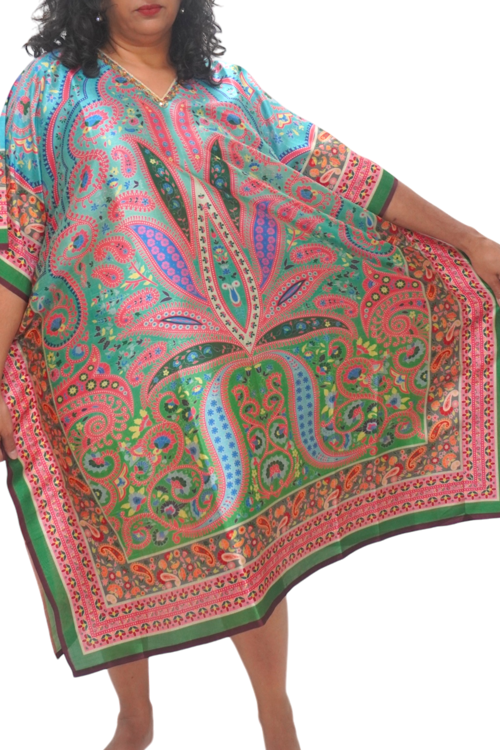 The Priya Silk Blend Midi Length Kaftan LOOSE FIT