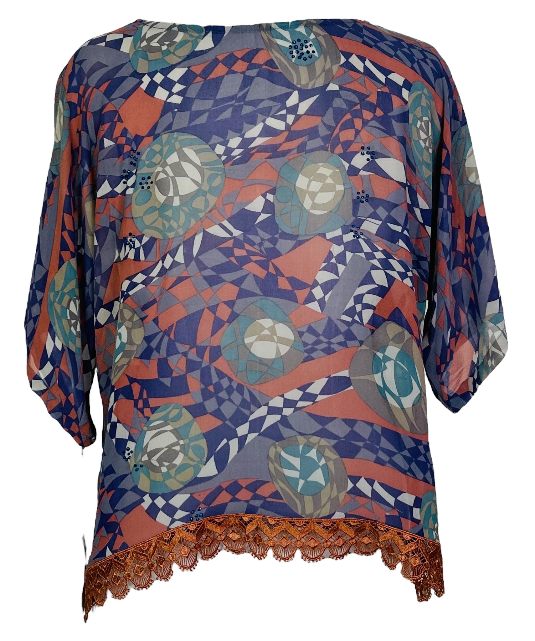 PRG7269 Sheer Wabi Sabi Pure Silk Side Slit Top