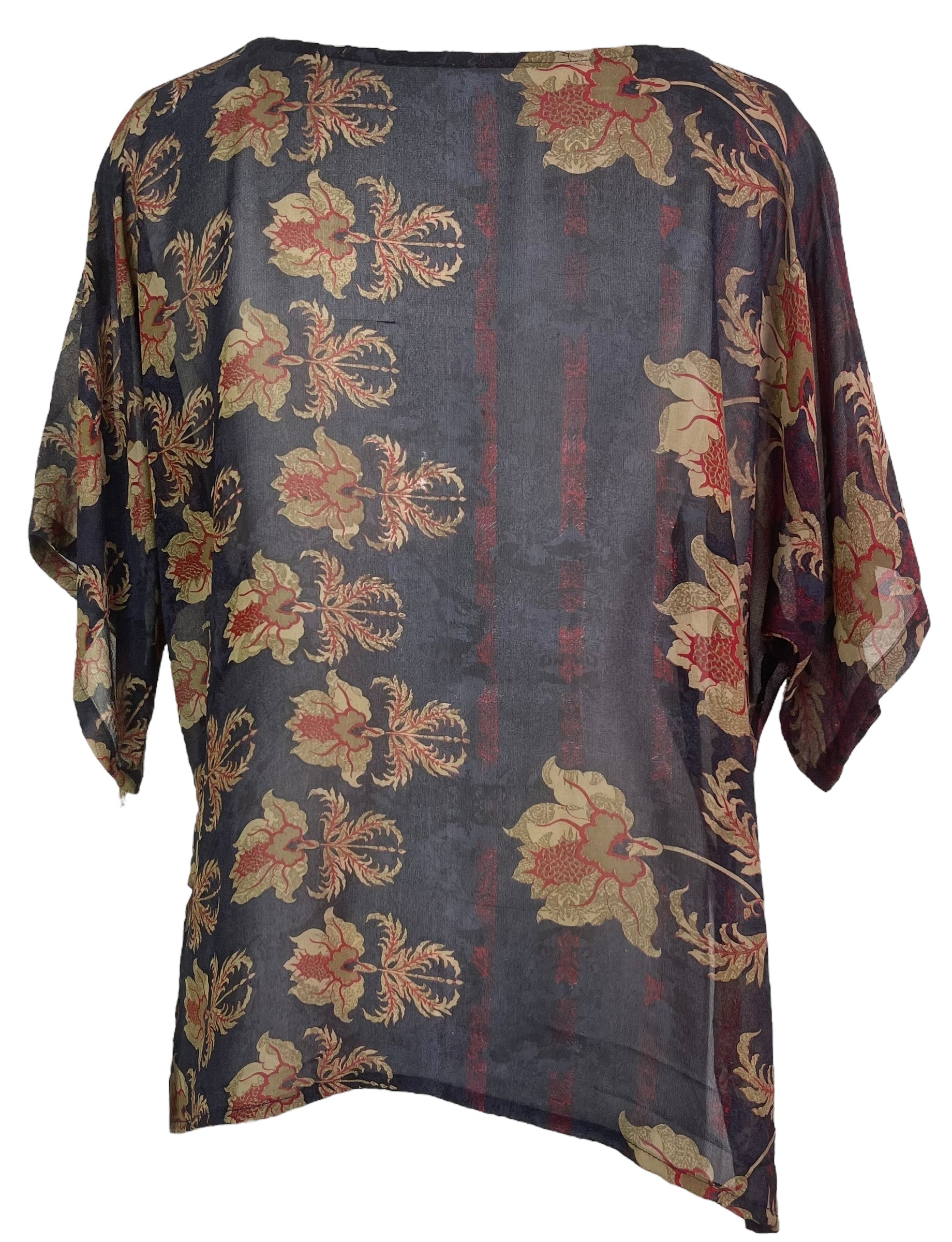 PRG8036 Sheer Avatar Pure Silk Side Slit Top