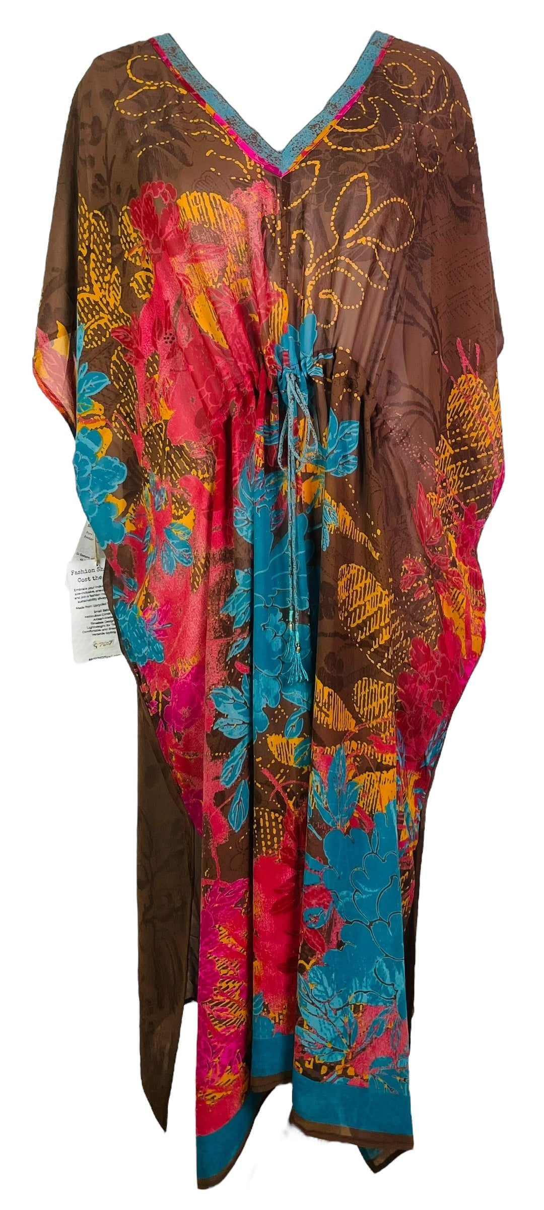 MARKETING PRG7607 Sheer Avatar Pure Silk Maxi Kaftan by MARKETING – Handmade ethical Maxi Kaftan from sariKNOTsari using upcycled silk. Designed in Canada for travel and slow fashion, loved from Toronto to LA to Sydney.