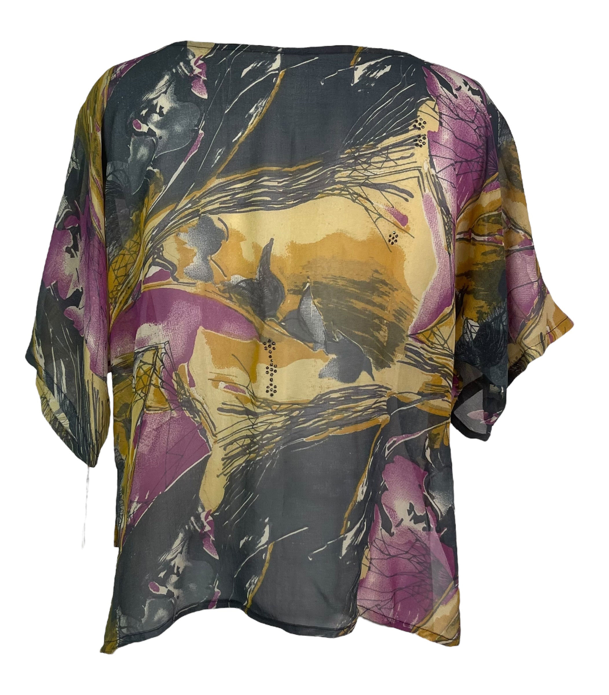 PRG7934 Sheer Avatar Pure Silk Side Slit Top