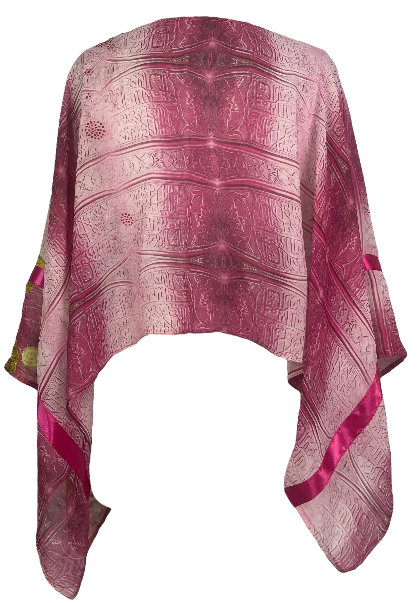 PREVIEW PRG8043A Sheer Avatar Pure Silk Capelet Poncho by DECEMBER2025 – Handmade ethical Poncho from sariKNOTsari using upcycled silk. Designed in Canada for travel and slow fashion, loved from Toronto to LA to Sydney.