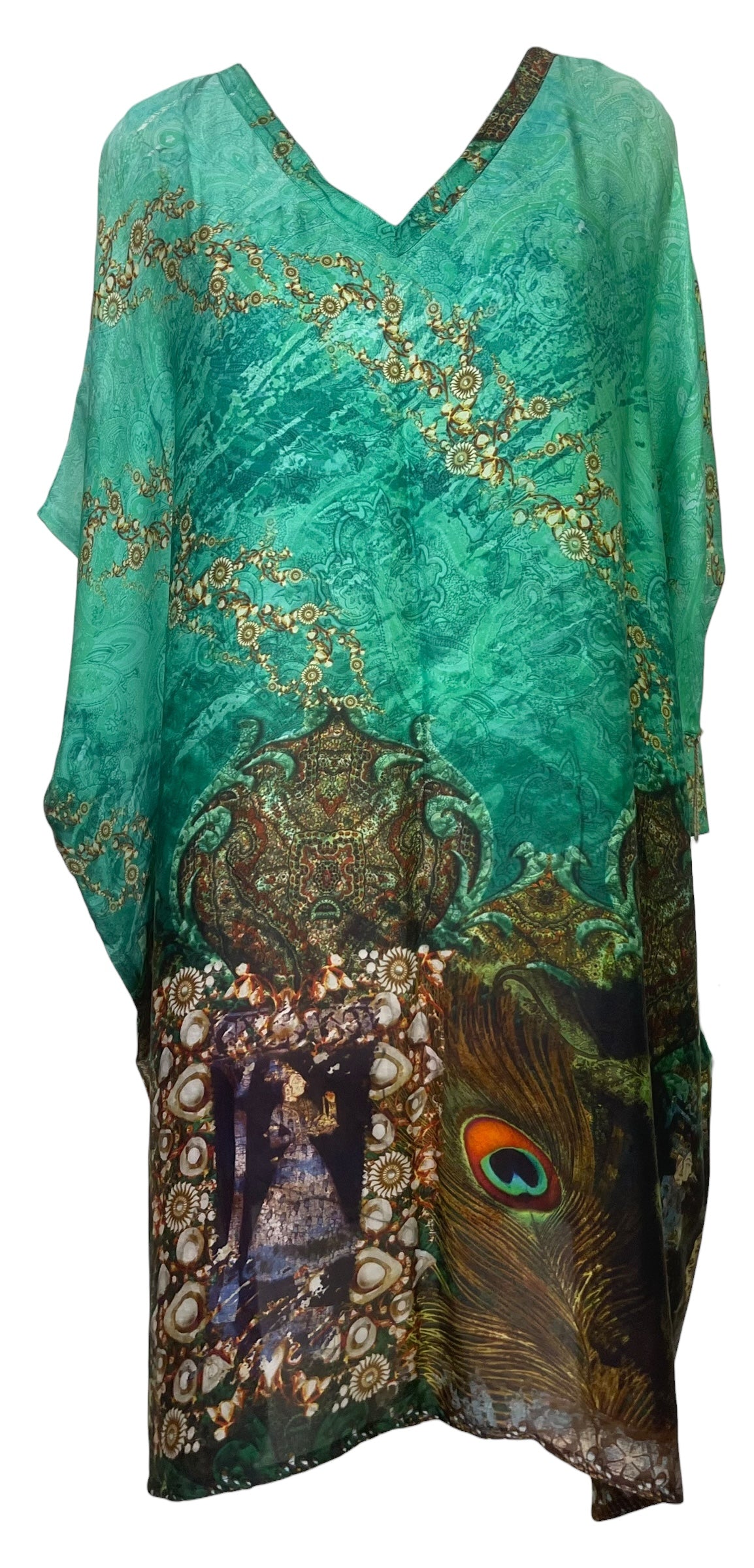 PREVIEW PRC8591 Avatar Pure Silk Midi Length Kaftan by MARCH2026 – Handmade ethical Midi Length Kaftan from sariKNOTsari using upcycled silk. Designed in Canada for travel and slow fashion, loved from Toronto to LA to Sydney. Featuring Zsiska, Bryn Walker and Artisan Leather coats by Rejean Pepin, Pepin designs