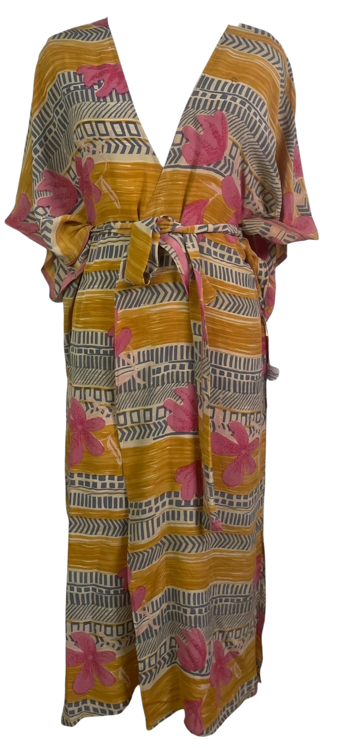 PRC8878 Wabi Sabi Pure Silk Kimono Sleeved Duster with Belt by 15 FEBRUARY 2026 – Handmade ethical Long Kimono from sariKNOTsari using upcycled silk. Designed in Canada for travel and slow fashion, loved from Toronto to LA to Sydney.