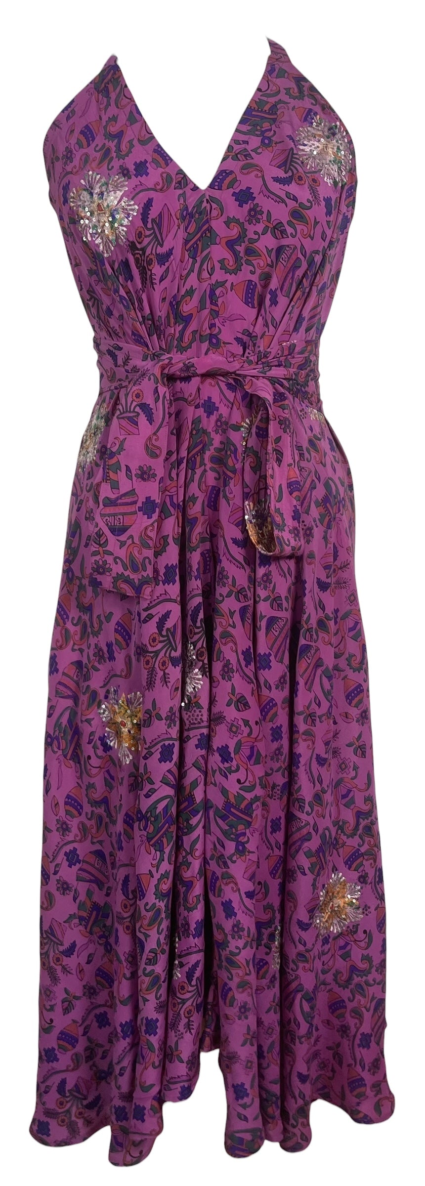 PRC8836 Avatar Pure Silk Maxi Dress with Belt