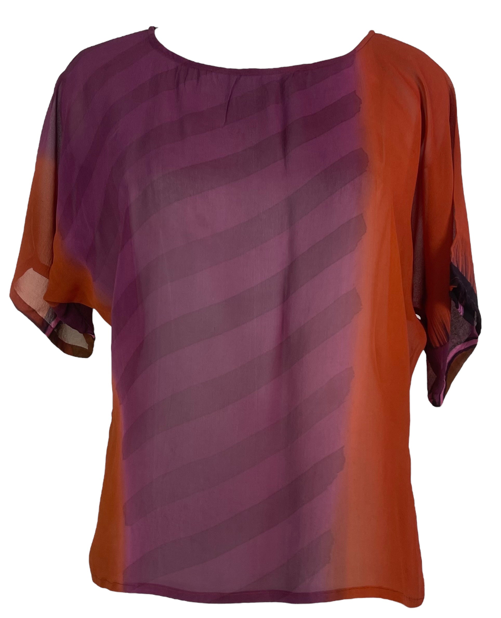 PRG7568 Sheer Wabi Sabi Pure Silk Side Slit Top by DECEMBER2025 – Handmade ethical Side Slit Top from sariKNOTsari using upcycled silk. Designed in Canada for travel and slow fashion, loved from Toronto to LA to Sydney.