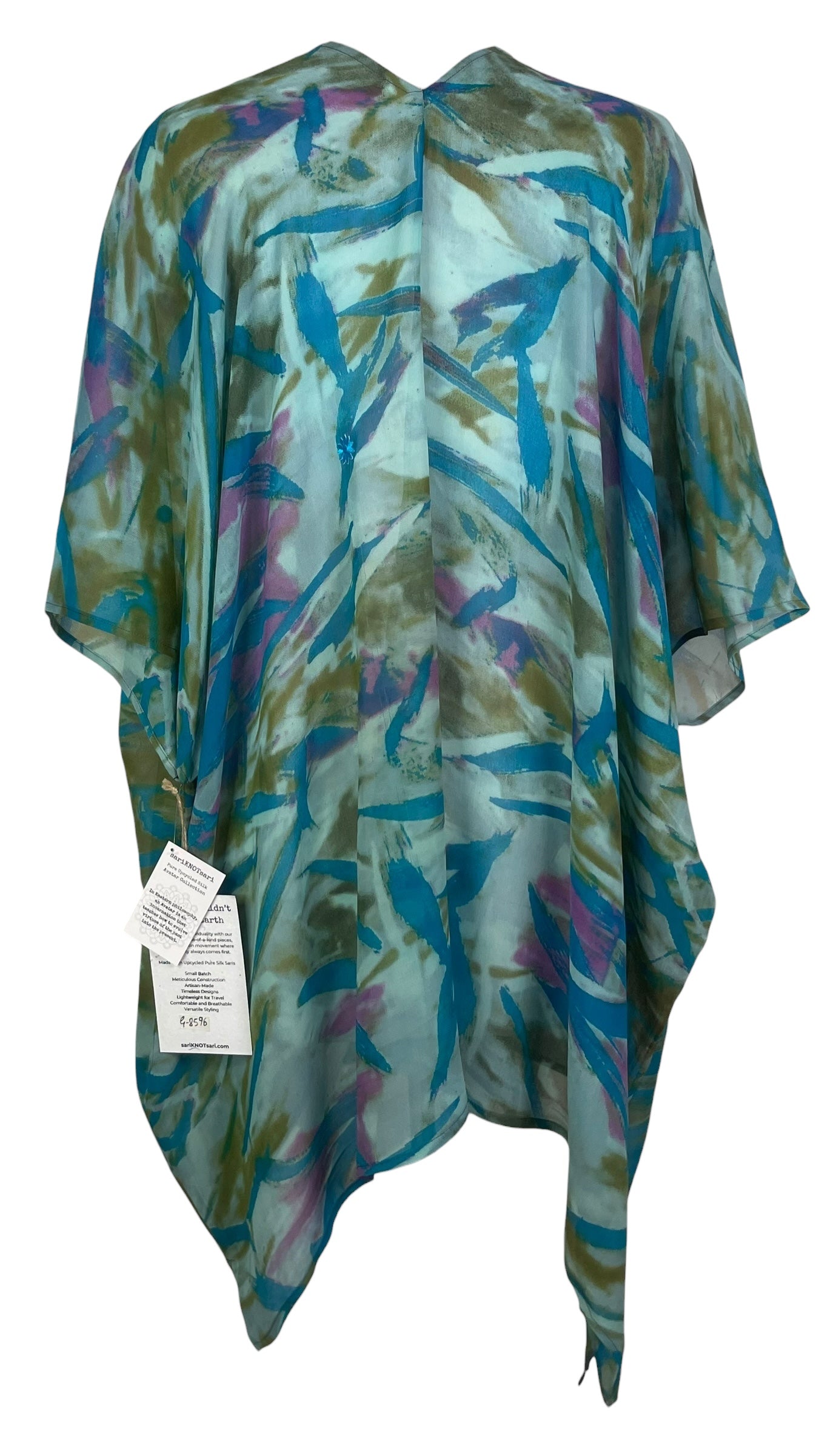 PREVIEW PRG8596 Sheer  Avatar Pure Silk Cardigan by FEBRUARY2026 – Handmade ethical Cardigan from sariKNOTsari using upcycled silk. Designed in Canada for travel and slow fashion, loved from Toronto to LA to Sydney.