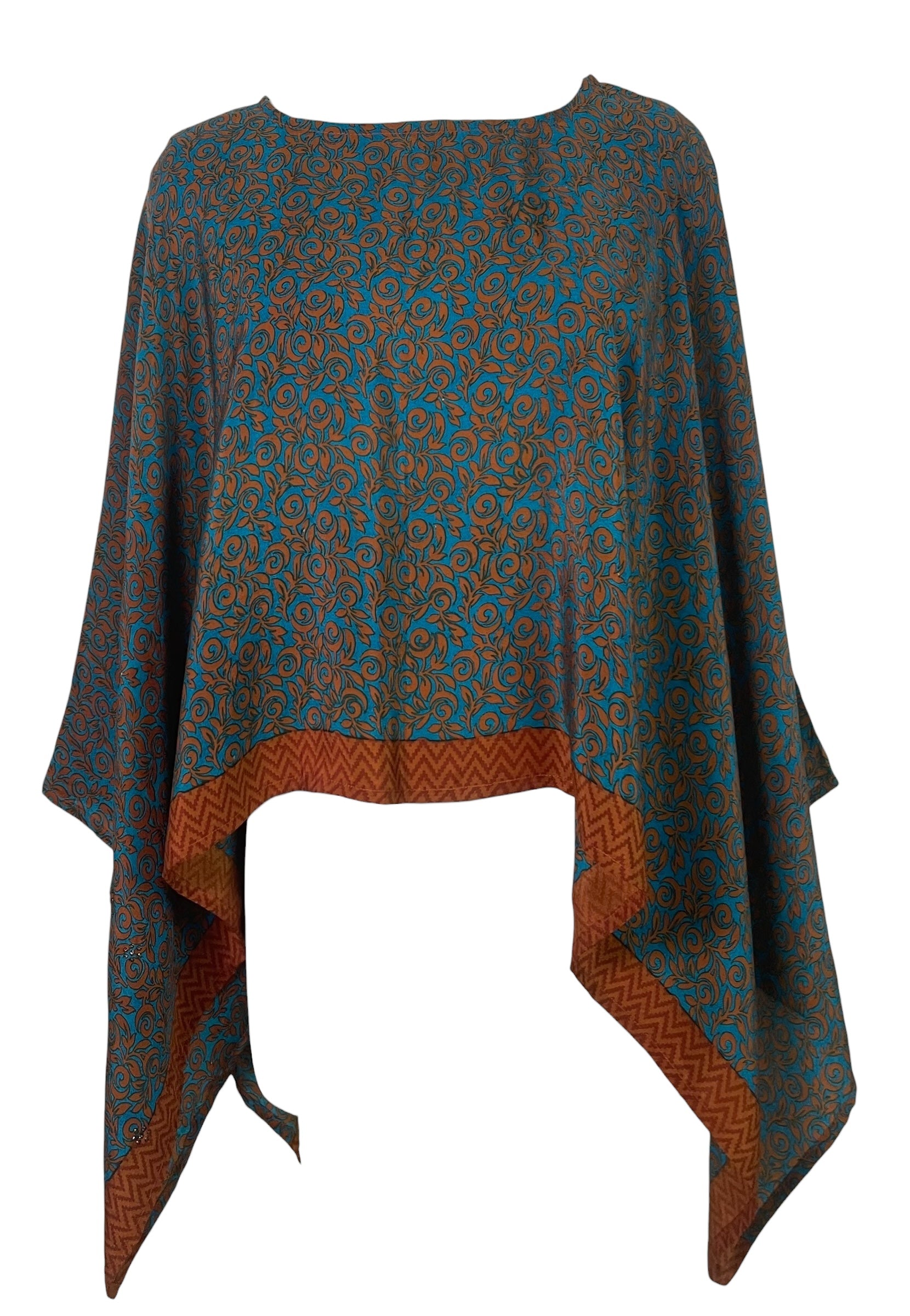 PREVIEW PRC8701  Avatar Pure Silk Capelet Poncho by MARCH2026 – Handmade ethical Poncho from sariKNOTsari using upcycled silk. Designed in Canada for travel and slow fashion, loved from Toronto to LA to Sydney.