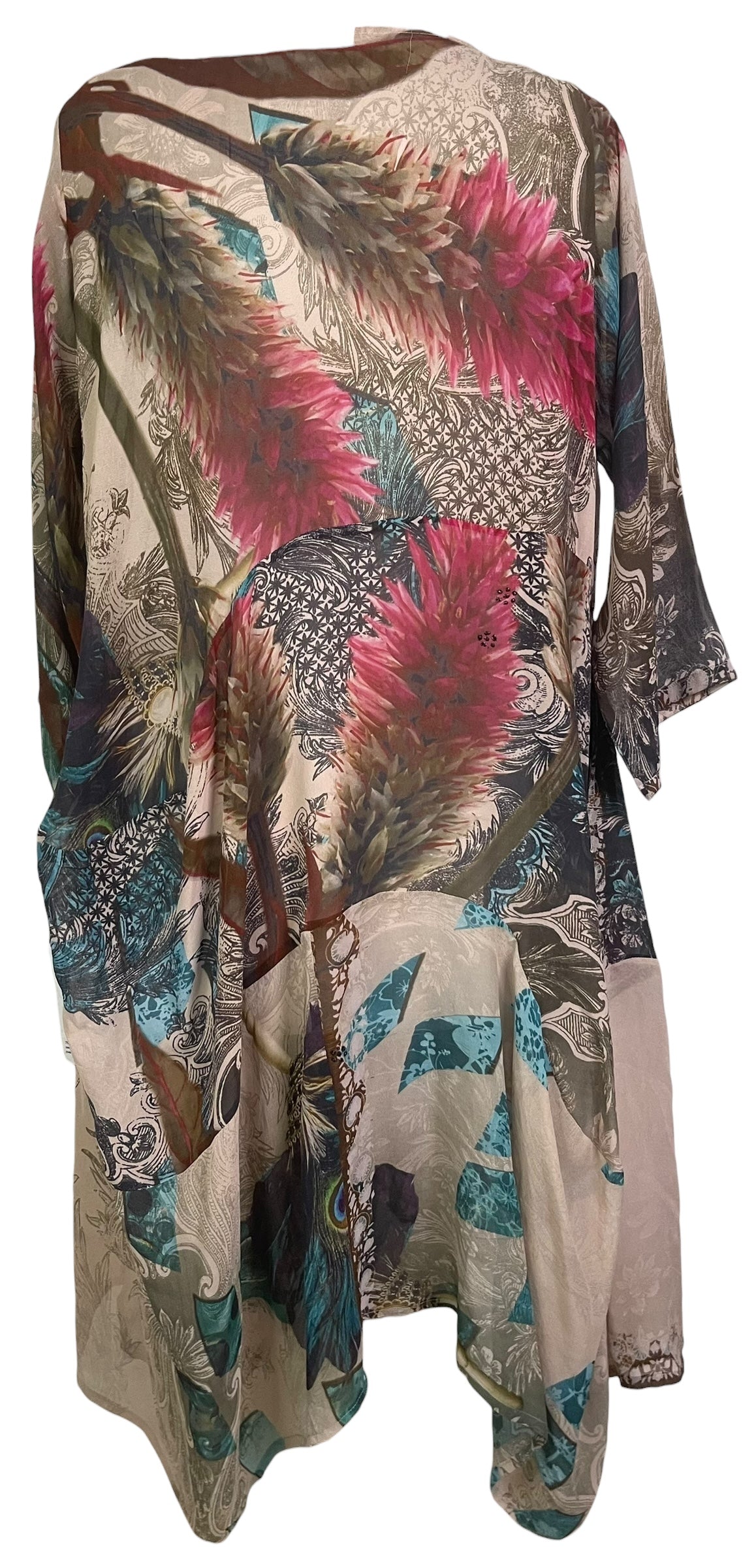 PRG8920 Sheer Wabi Sabi Sculptural Silk Long Tunic Dress by 15 FEBRUARY 2026 – Handmade ethical Sculptural Dress from sariKNOTsari using upcycled silk. Designed in Canada for travel and slow fashion, loved from Toronto to LA to Sydney.