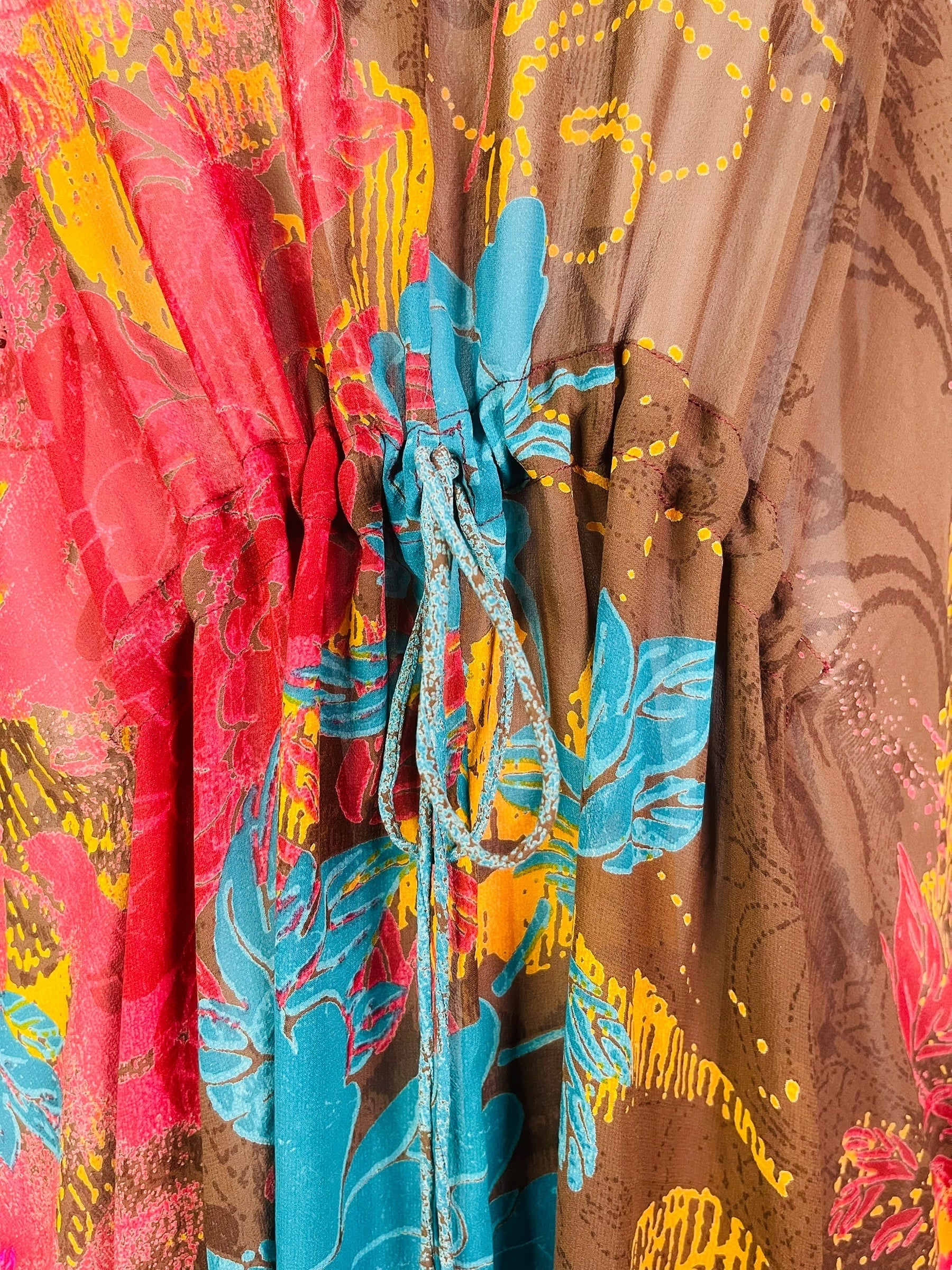 MARKETING PRG7607 Sheer Avatar Pure Silk Maxi Kaftan by MARKETING – Handmade ethical Maxi Kaftan from sariKNOTsari using upcycled silk. Designed in Canada for travel and slow fashion, loved from Toronto to LA to Sydney.