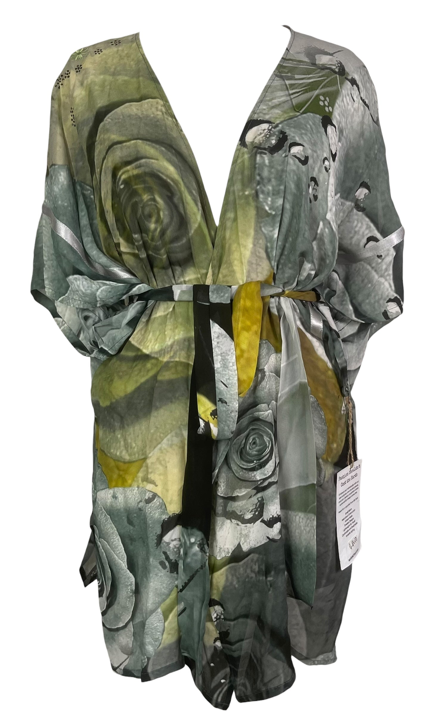 PRG8620 Sheer Avatar Pure Silk Kimono-Sleeved Jacket with Belt