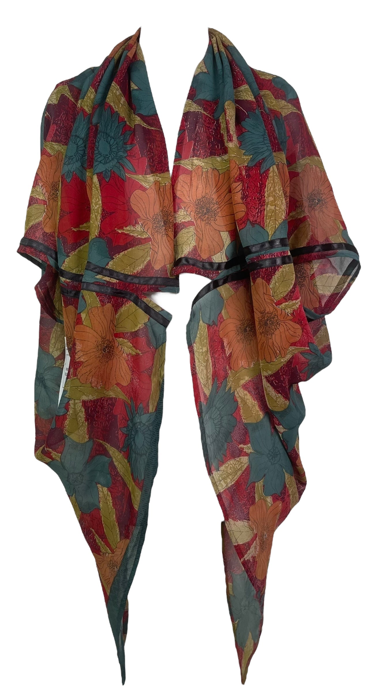 PRG8120 Sheer  Avatar Pure Silk Cardigan by DECEMBER2025 – Handmade ethical Cardigan from sariKNOTsari using upcycled silk. Designed in Canada for travel and slow fashion, loved from Toronto to LA to Sydney.