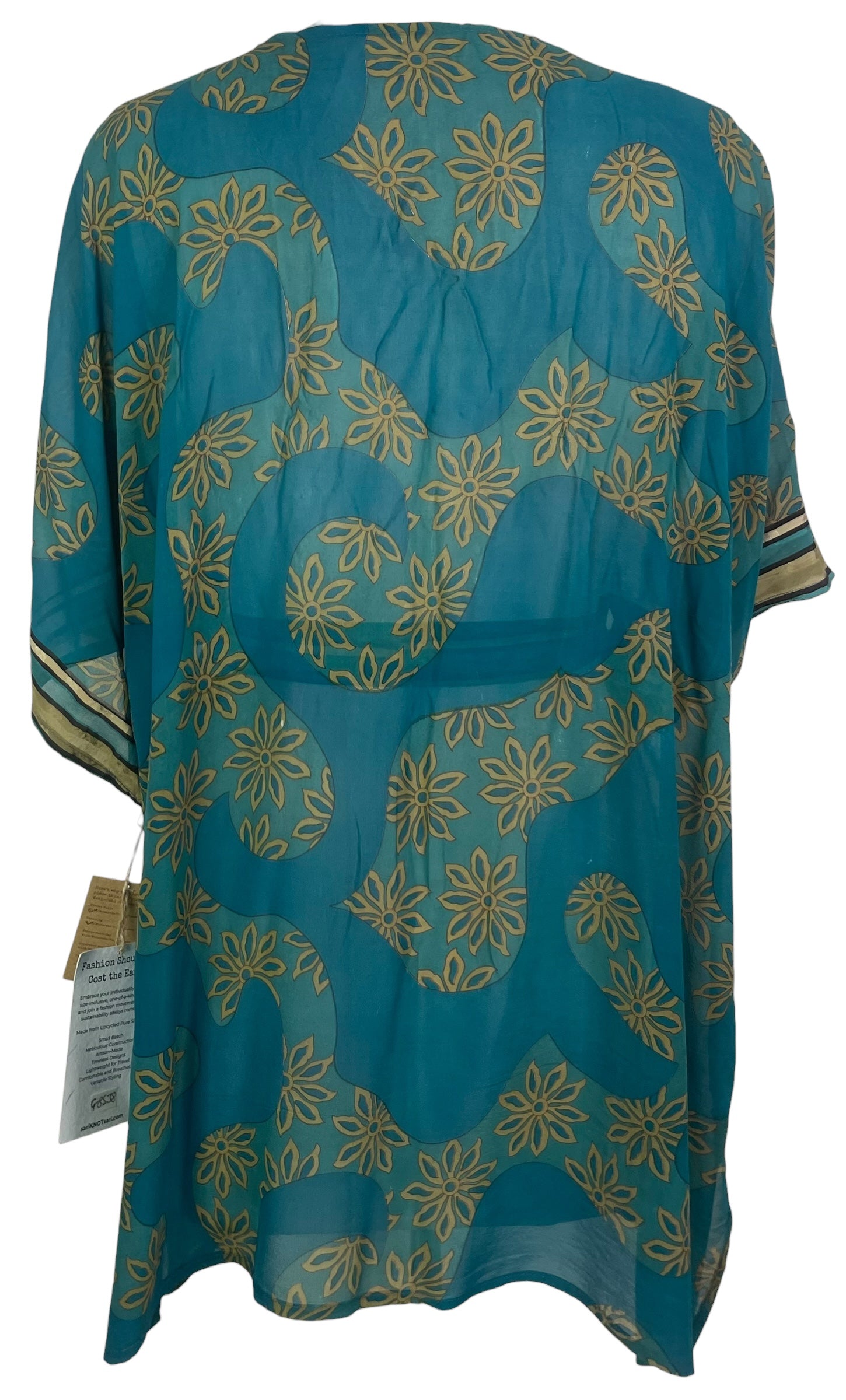 PRG8538 Sheer Wabi Sabi Pure Silk Kimono-Sleeved Jacket with Belt