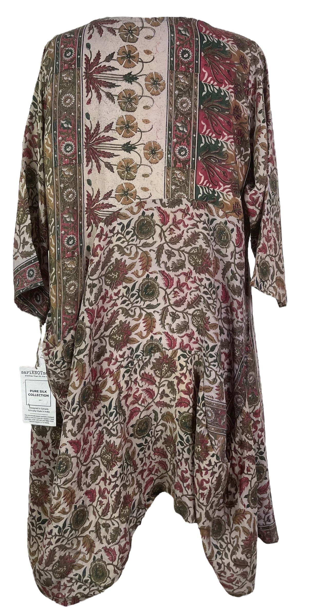 MARKETING PRC7896 Avatar Pure Silk Sculptural Long Tunic Dress by MARKETING – Handmade ethical Sculptural Dress from sariKNOTsari using upcycled silk. Designed in Canada for travel and slow fashion, loved from Toronto to LA to Sydney.