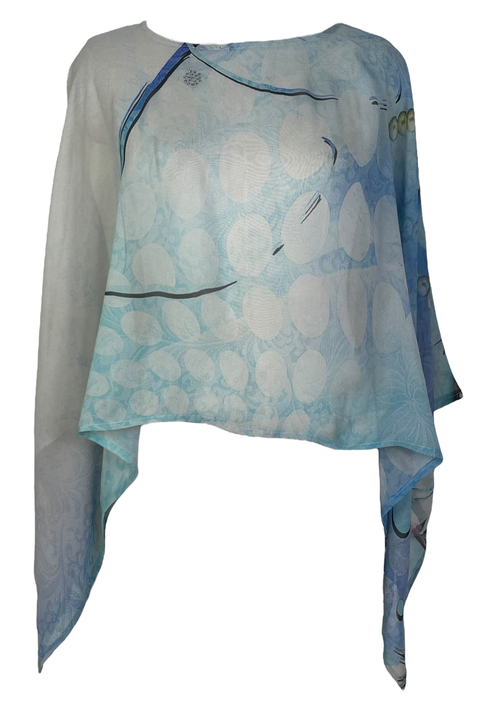 MARKETING PRG6791 Sheer Avatar Pure Silk Capelet Poncho by MARKETING – Handmade ethical Poncho from sariKNOTsari using upcycled silk. Designed in Canada for travel and slow fashion, loved from Toronto to LA to Sydney.