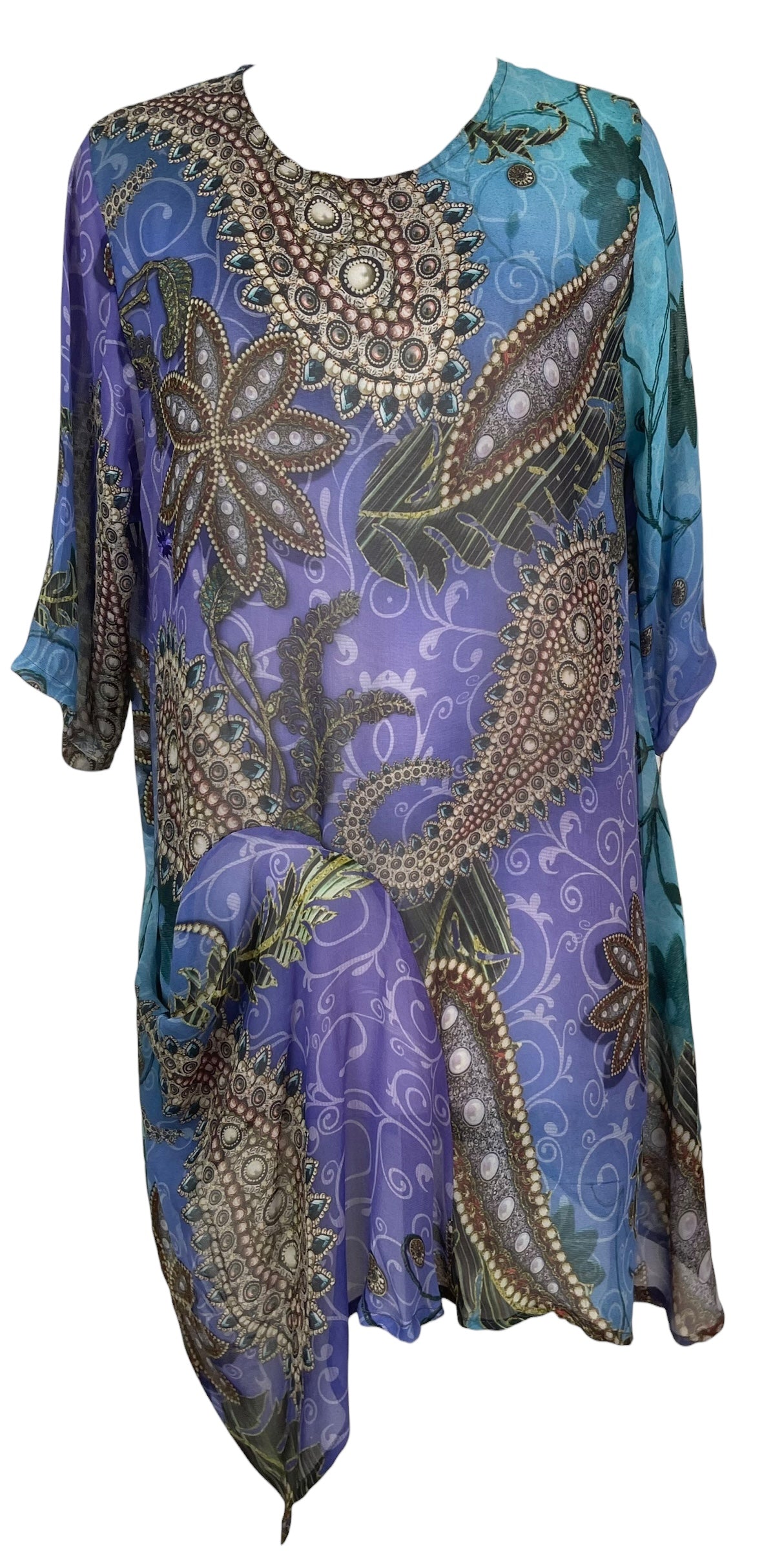 PREVIEW PRG7790 Sheer Wabi Sabi Pure Silk Self Pocket Tunic Dress