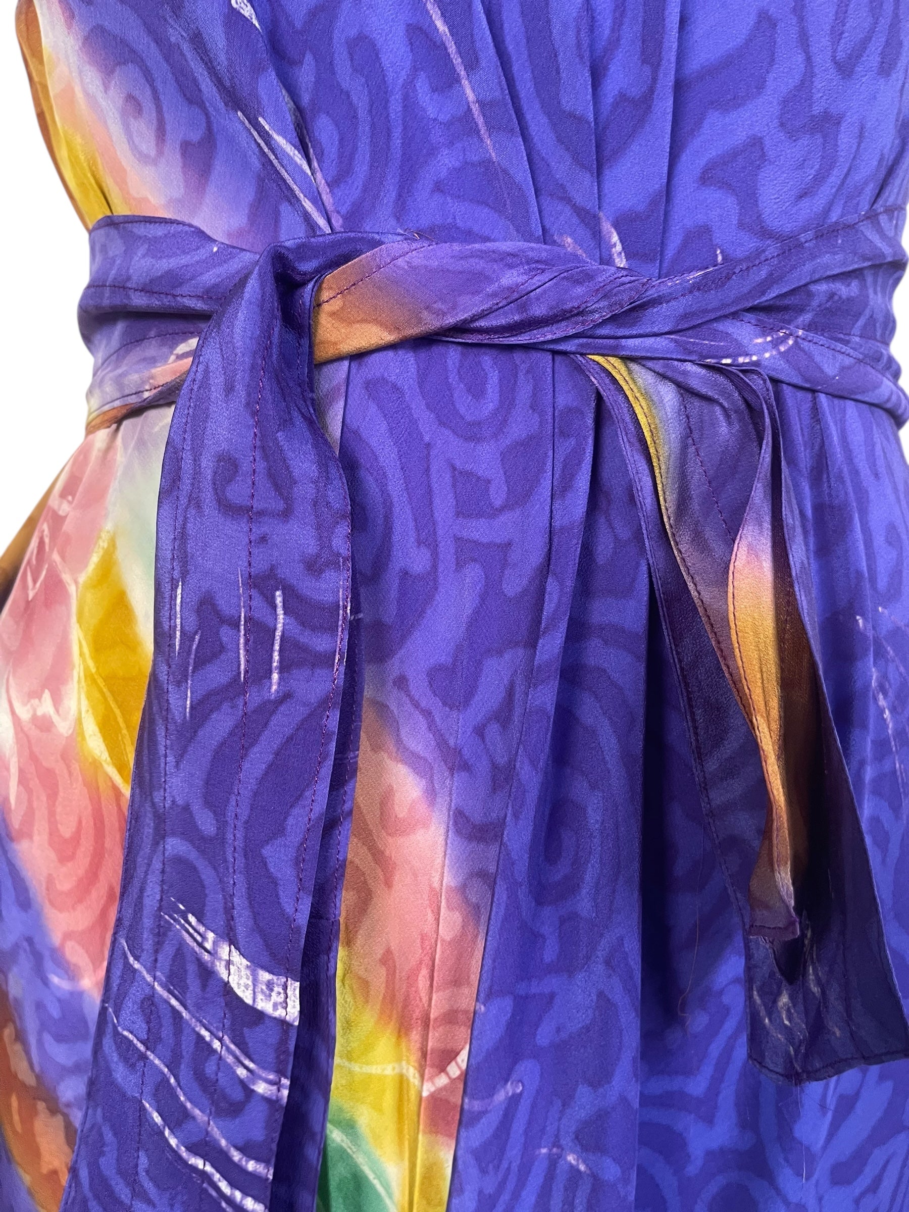 PREVIEW PRC8643 Avatar Pure Silk Maxi Dress with Belt by MARCH2026 – Handmade ethical Maxi Dress from sariKNOTsari using upcycled silk. Designed in Canada for travel and slow fashion, loved from Toronto to LA to Sydney.