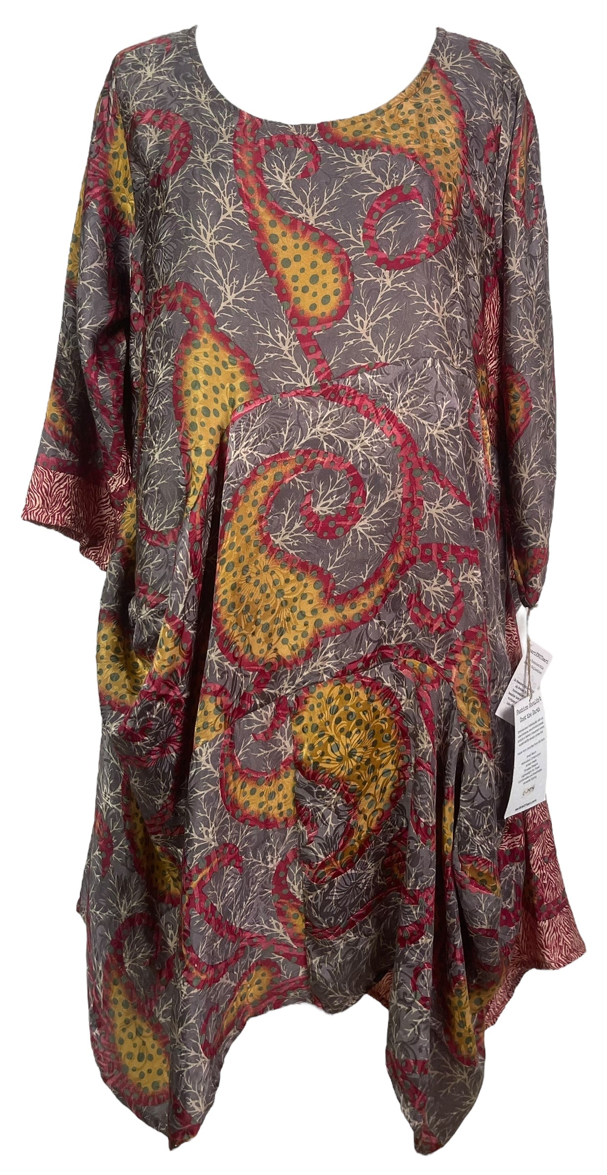 PRC7974 Avatar Pure Silk Sculptural Long Tunic Dress