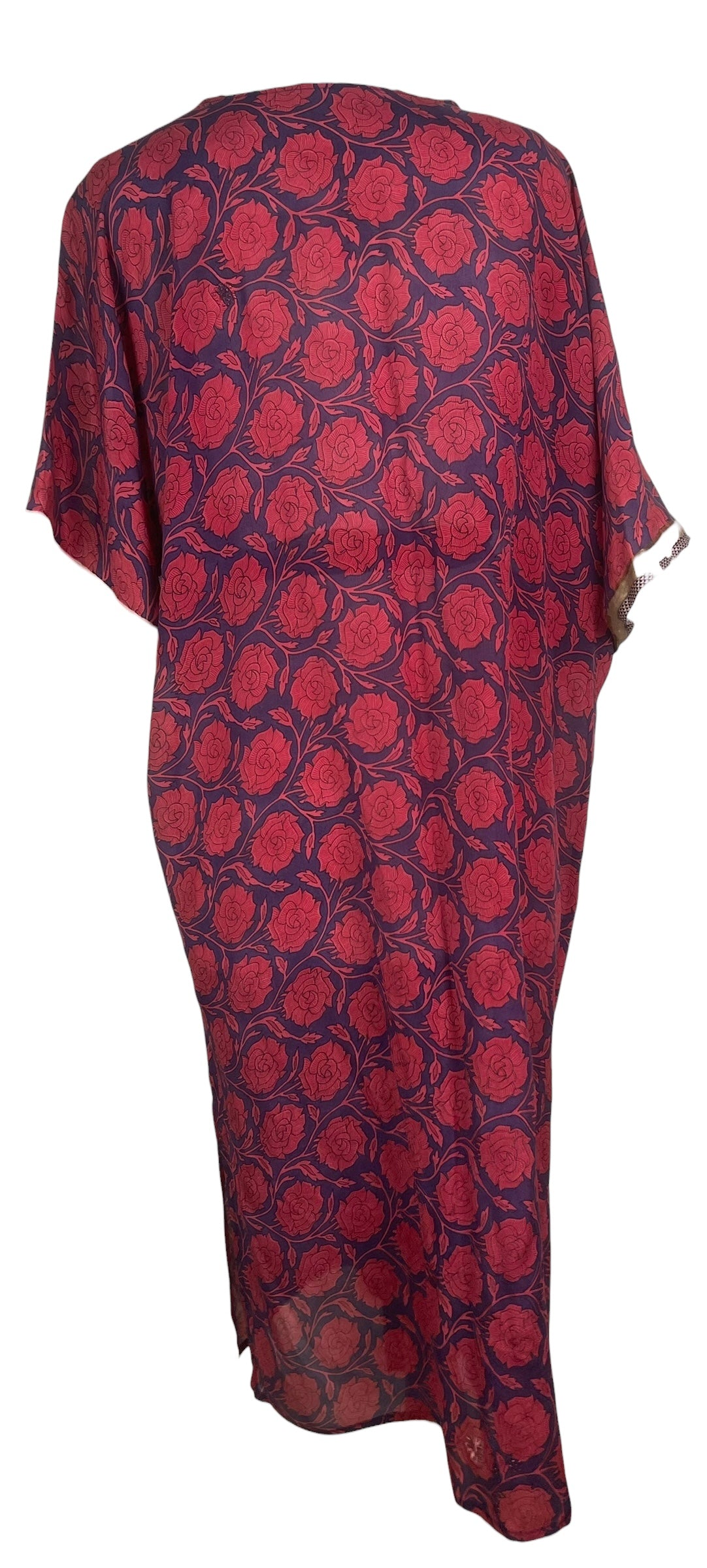 PRC8551 Avatar Long Pure Silk Kimono Sleeved Duster with Belt