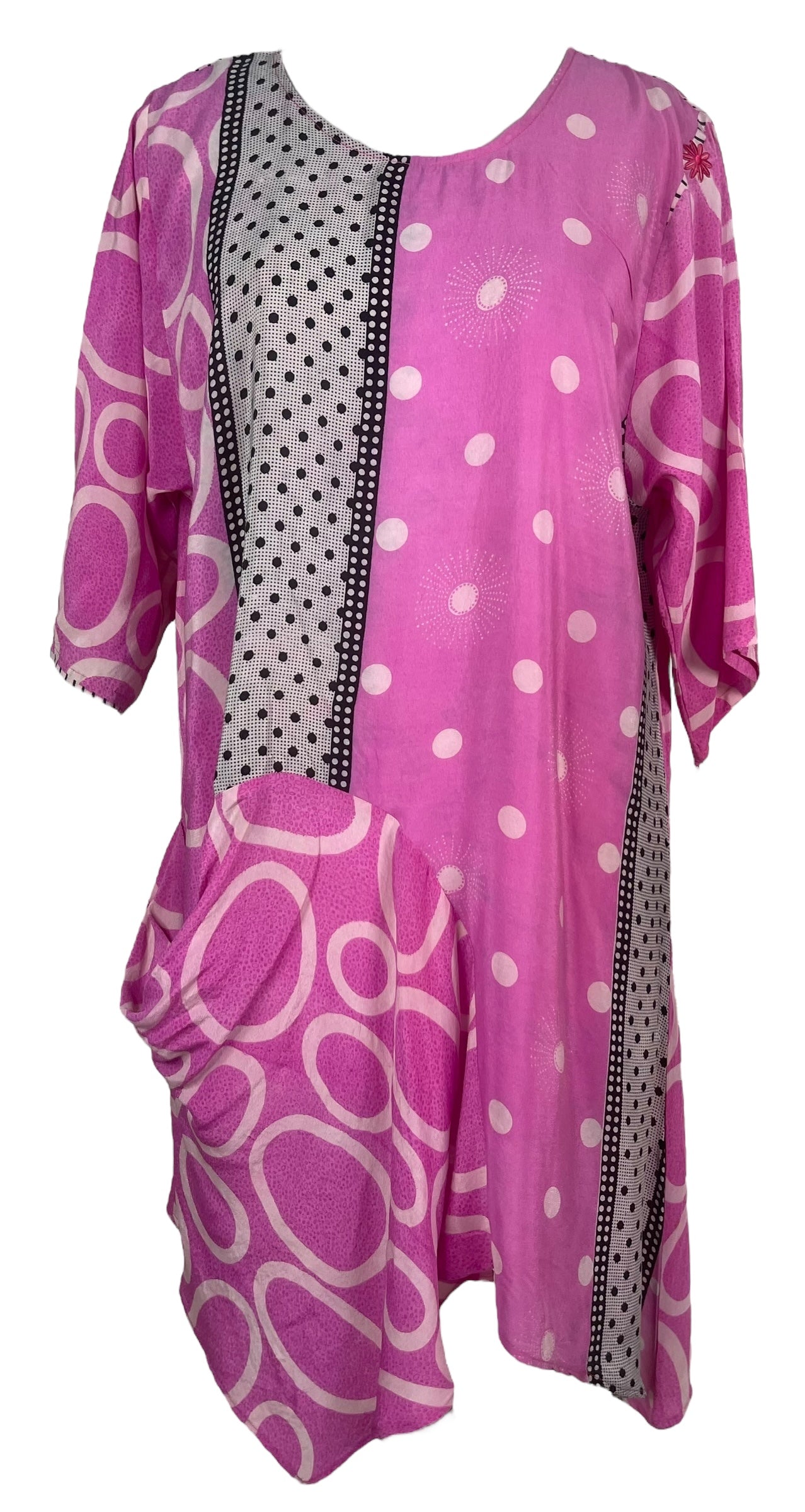 PRC7943 Wabi Sabi Pure Silk Self Pocket Tunic Dress