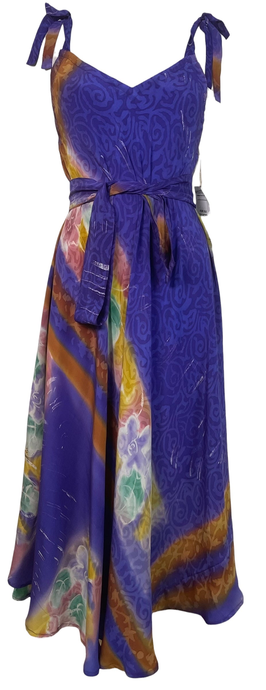 PREVIEW PRC8643 Avatar Pure Silk Maxi Dress with Belt by MARCH2026 – Handmade ethical Maxi Dress from sariKNOTsari using upcycled silk. Designed in Canada for travel and slow fashion, loved from Toronto to LA to Sydney.