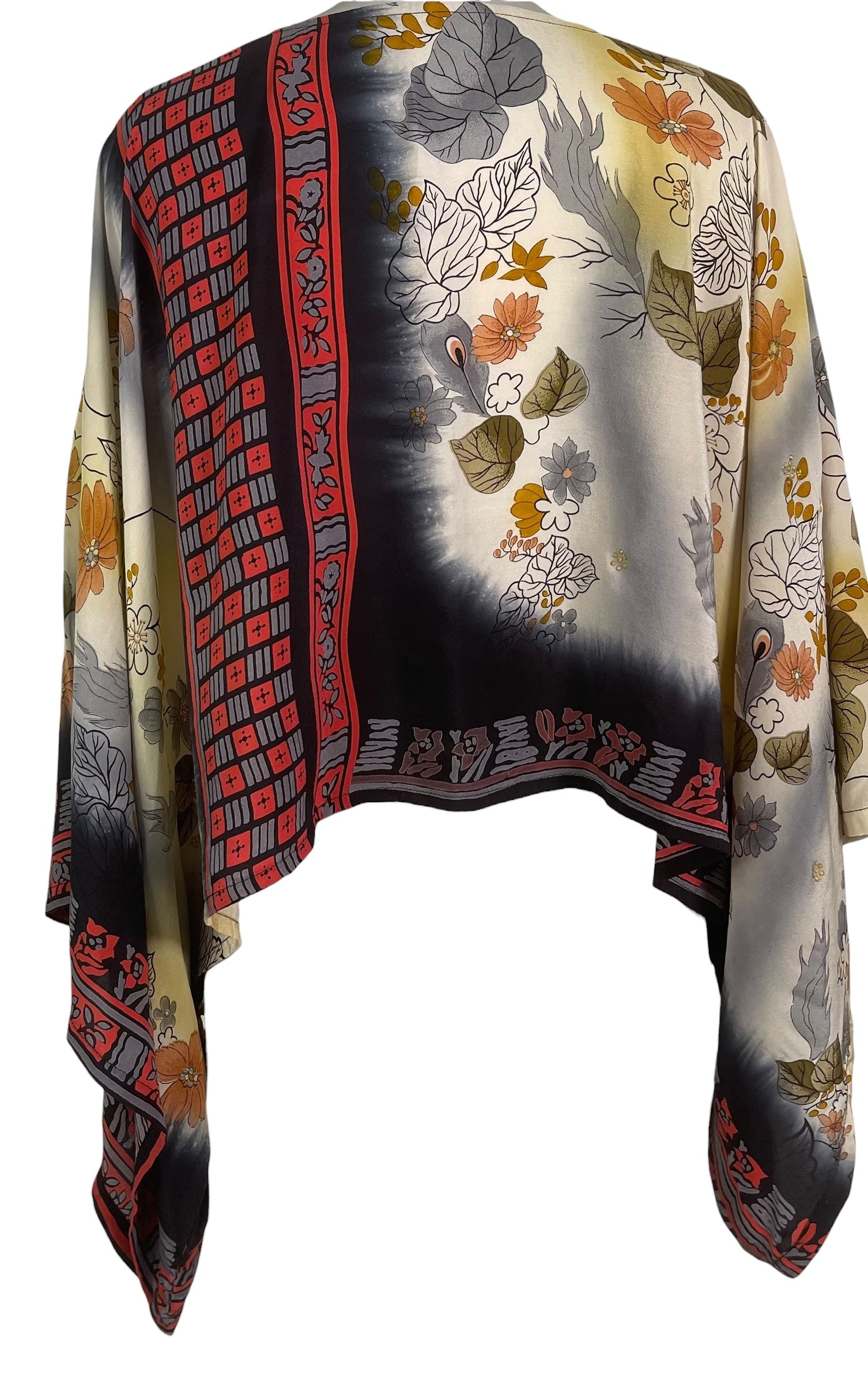 PREVIEW PRC8755 Avatar Pure Silk Kimono-Sleeved Top by MARCH2026 – Handmade ethical Kimono Top from sariKNOTsari using upcycled silk. Designed in Canada for travel and slow fashion, loved from Toronto to LA to Sydney. Featuring Zsiska, Bryn Walker and Artisan Leather coats by Rejean Pepin, Pepin designs