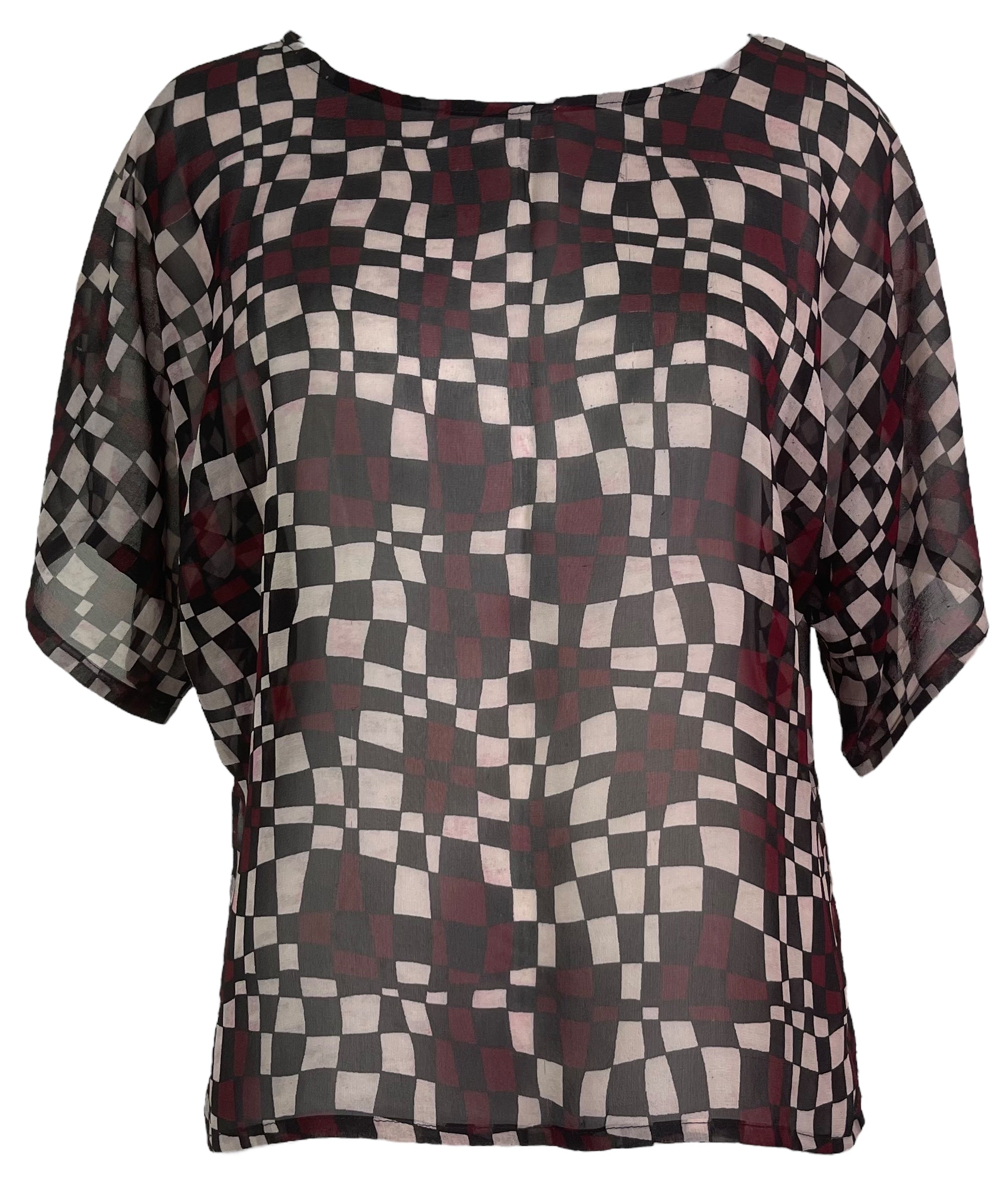 PRG7562 Sheer Wabi Sabi Pure Silk Side Slit Top by DECEMBER2025 – Handmade ethical Side Slit Top from sariKNOTsari using upcycled silk. Designed in Canada for travel and slow fashion, loved from Toronto to LA to Sydney.