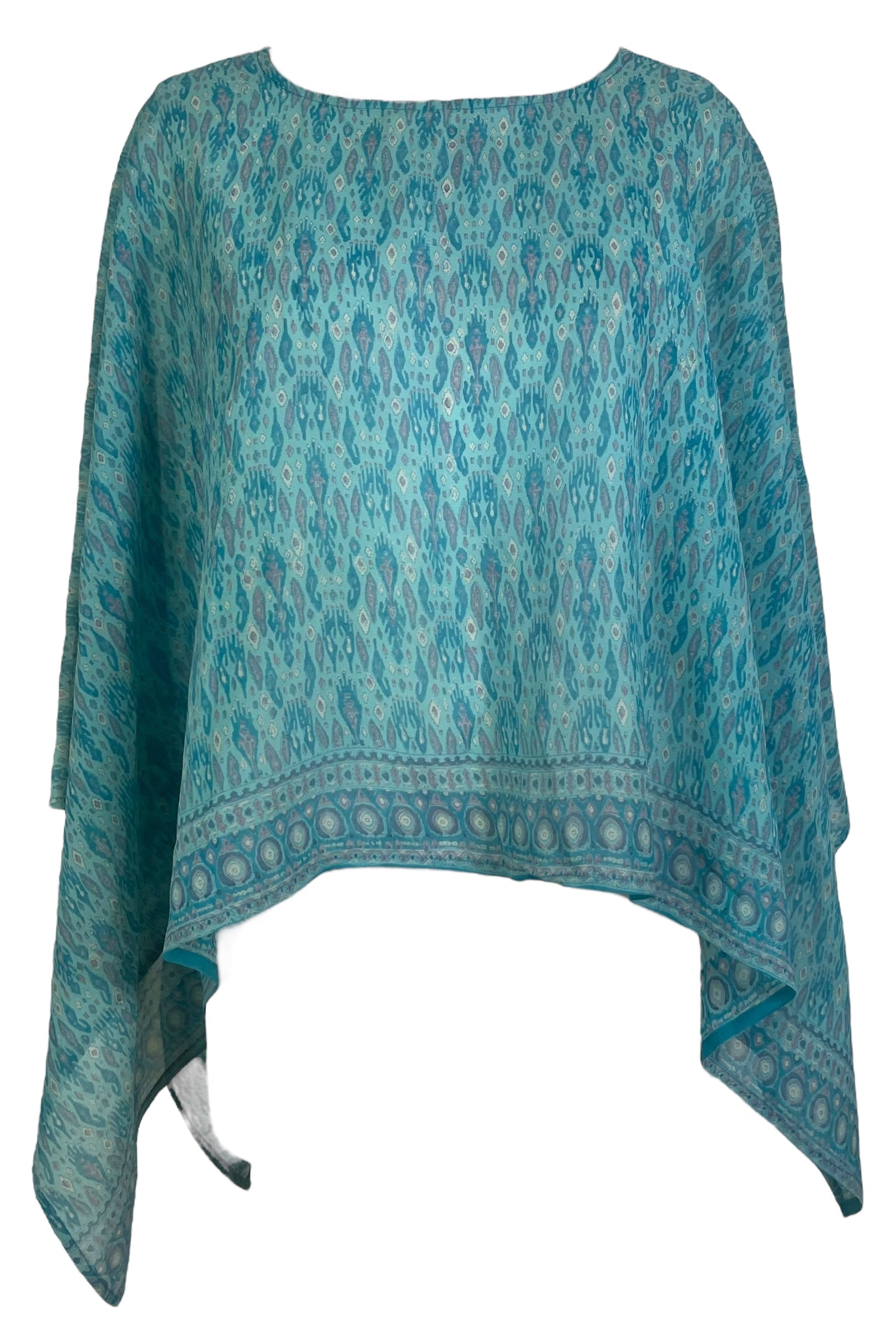 PREVIEW PRG7710 Sheer Pure Silk Wabi Sabi Capelet Poncho by DECEMBER2025 – Handmade ethical Poncho from sariKNOTsari using upcycled silk. Designed in Canada for travel and slow fashion, loved from Toronto to LA to Sydney.
