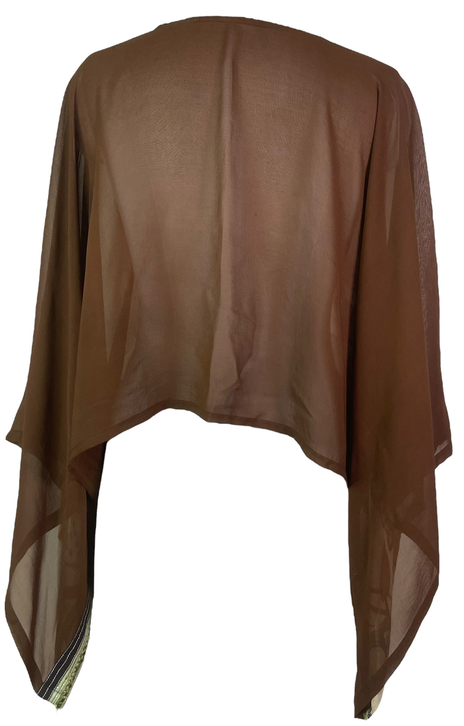 PRG8163 Sheer Wabi Sabi Pure Silk Kimono-Sleeved Top
