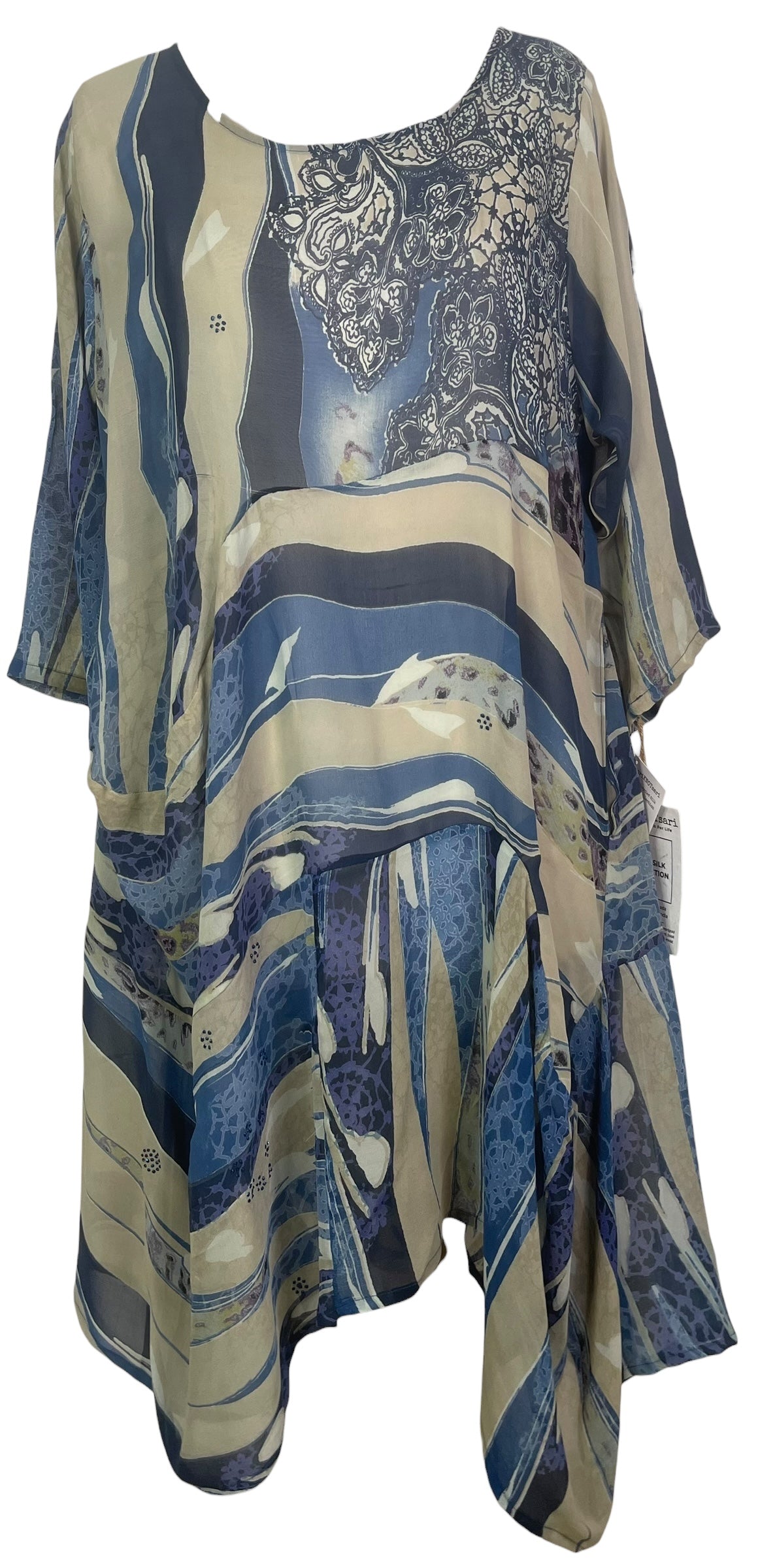 PREVIEW PRG8436 Sheer Wabi Sabi Pure Silk Sculptural Long Tunic Dress