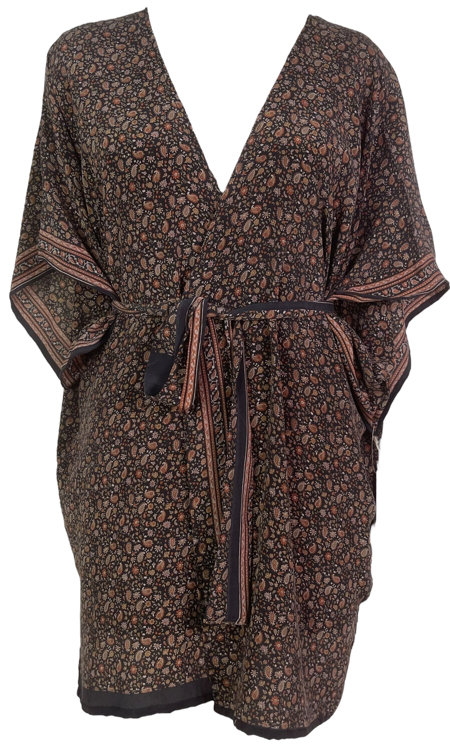 PRC7846 Avatar Pure Silk Kimono-Sleeved Jacket with Belt