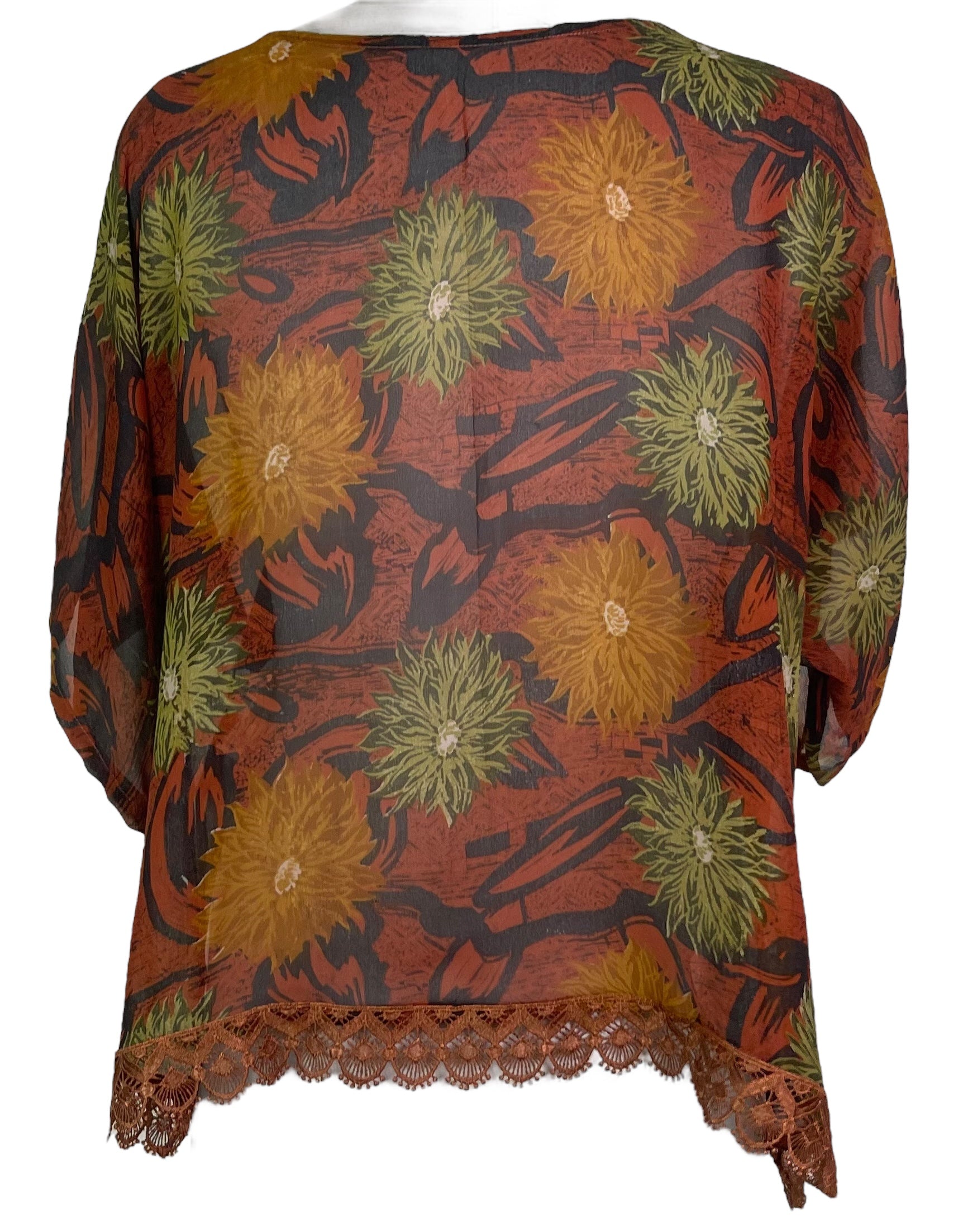 PRG7571 Sheer Avatar Pure Silk Side Slit Top