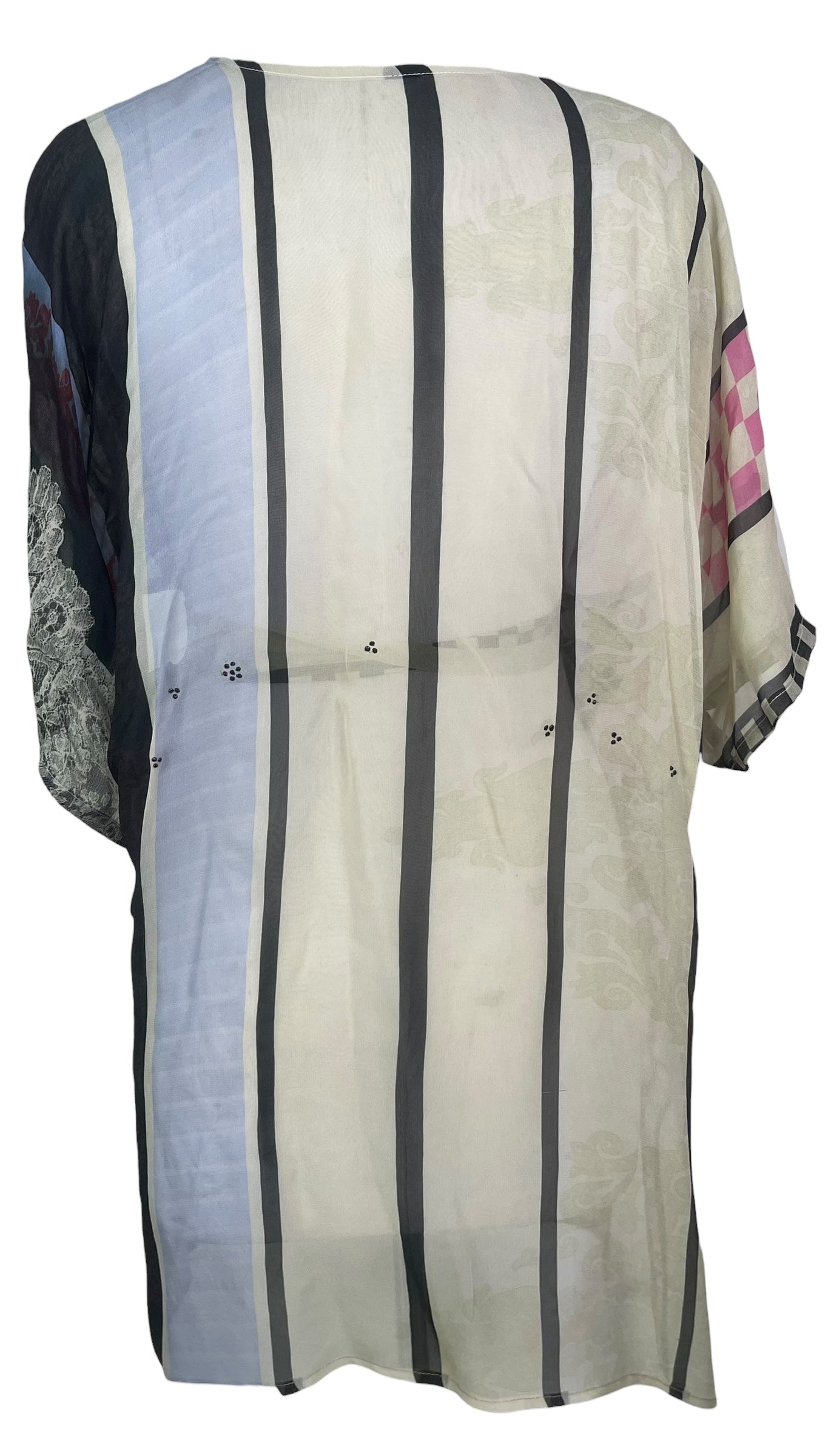 PRG8619 Sheer Wabi Sabi Pure Silk Kimono-Sleeved Jacket with Belt