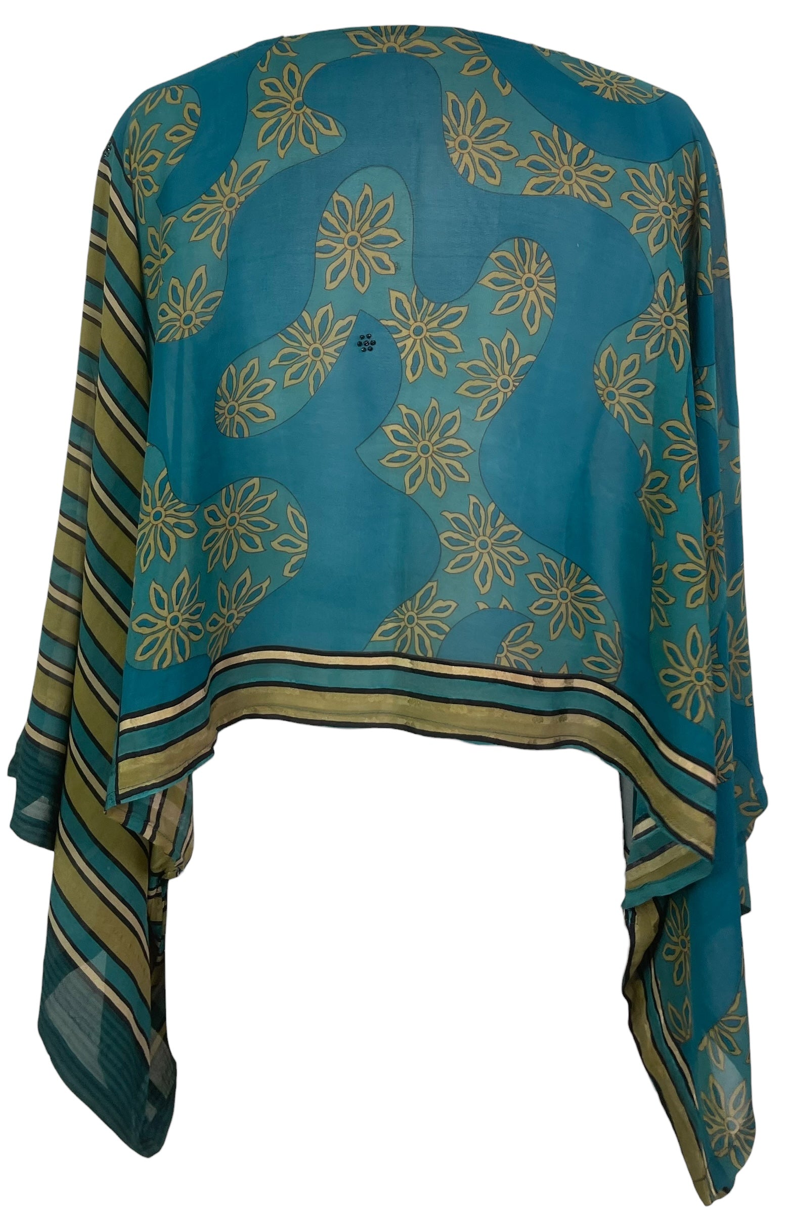 PRG8538 Wabi Sabi Pure Silk Kimono-Sleeved Top