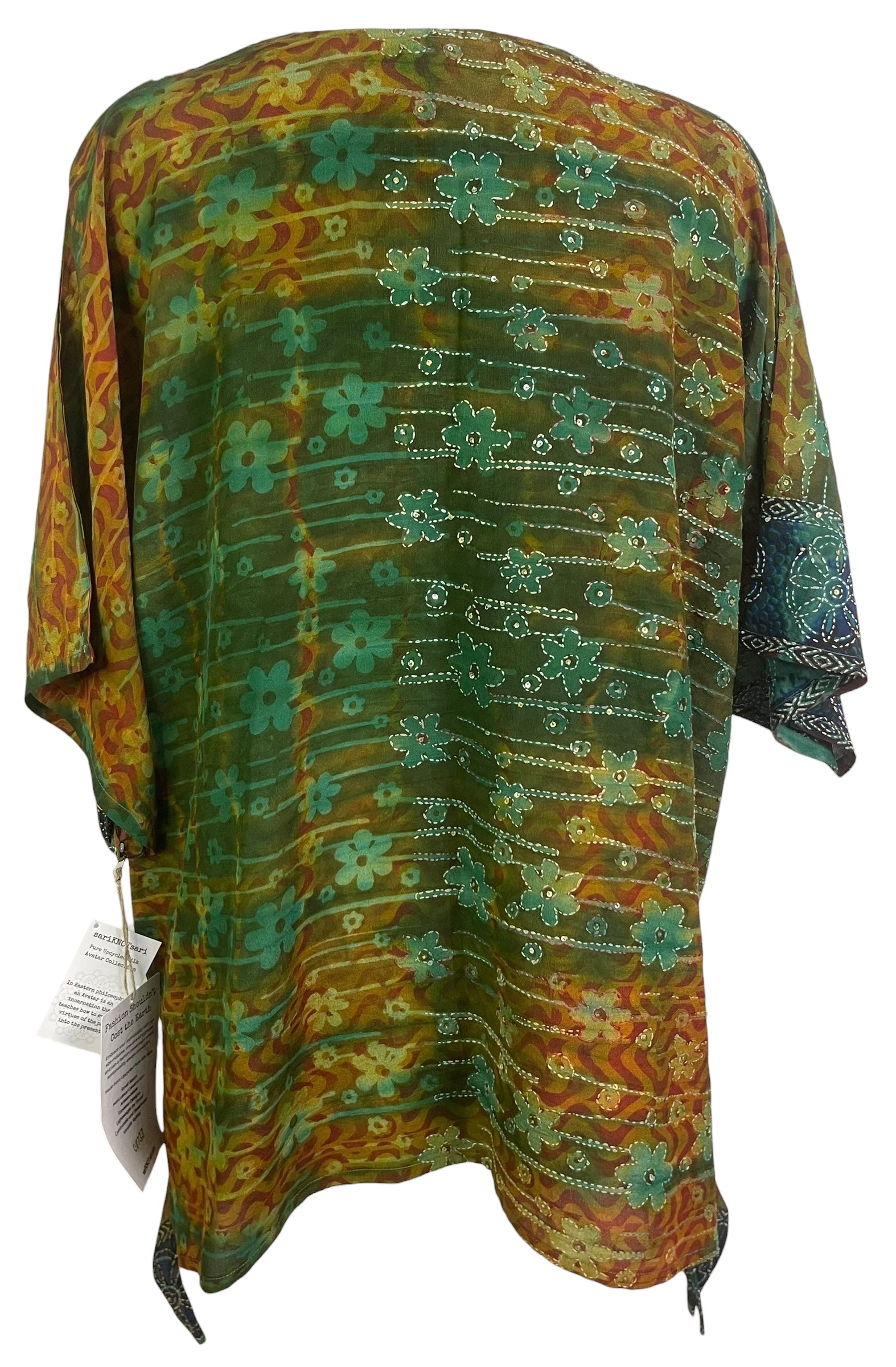 PRC8733 Avatar Pure Silk Long Tunic with Side Ties by 15 FEBRUARY 2026 – Handmade ethical Side Tie Tunic from sariKNOTsari using upcycled silk. Designed in Canada for travel and slow fashion, loved from Toronto to LA to Sydney.