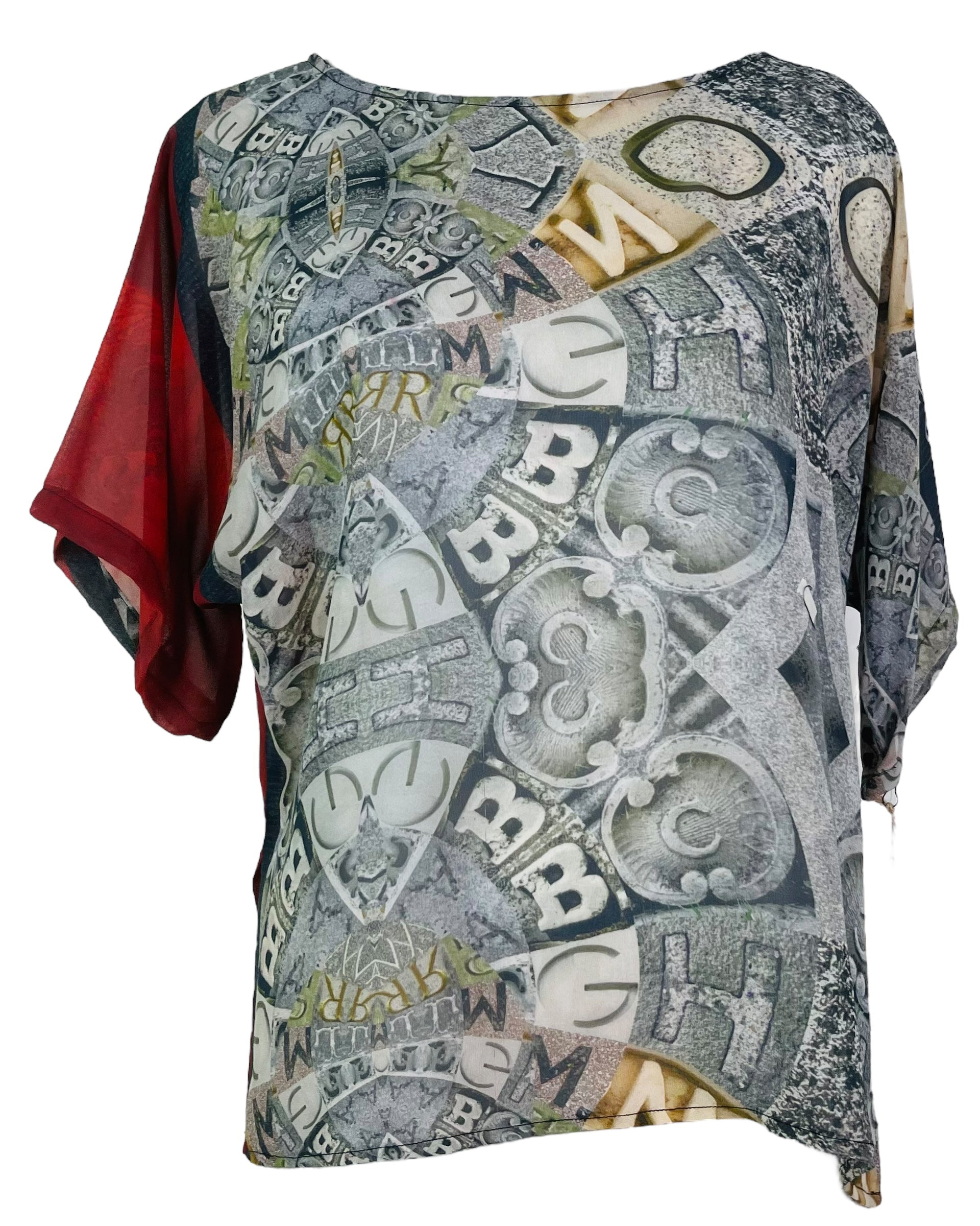 PRG6858 Sheer Wabi Sabi Pure Silk Side Slit Top