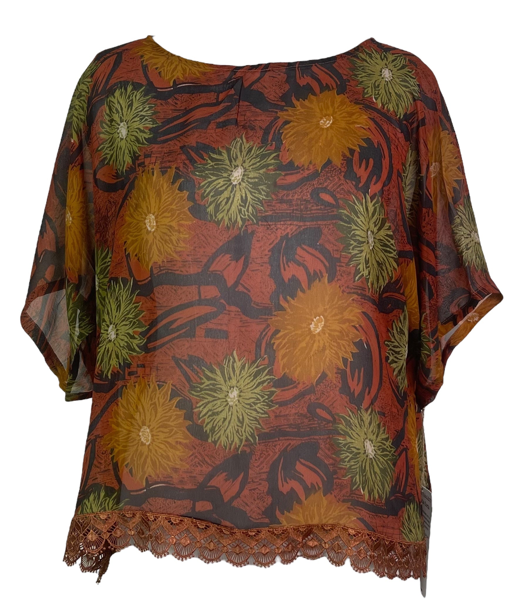 PRG7571 Sheer Avatar Pure Silk Side Slit Top