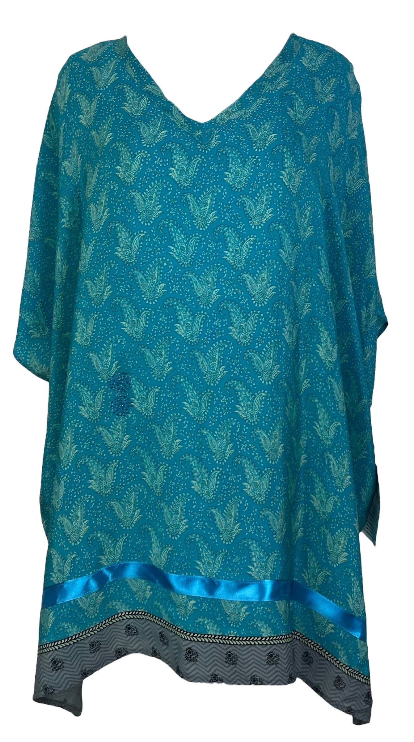 PRC8021 Avatar Pure Silk Short Kaftan Tunic with Slits