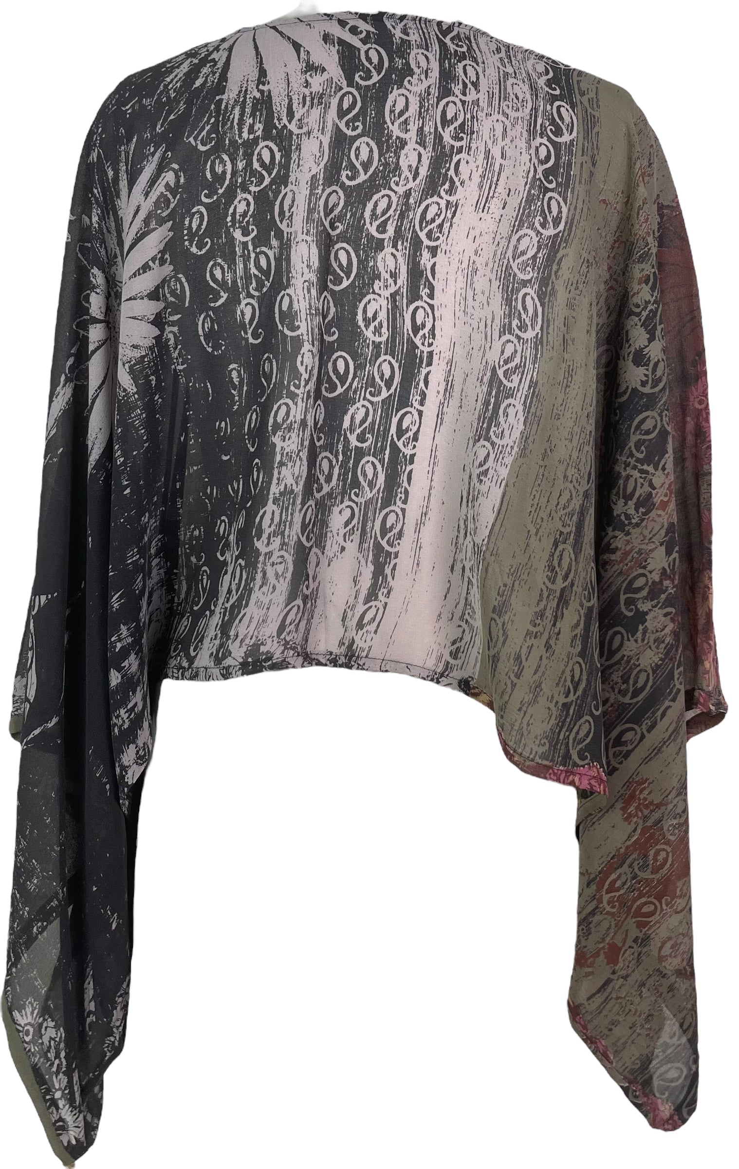PRG8234 Sheer Avatar Pure Silk Kimono-Sleeved Top