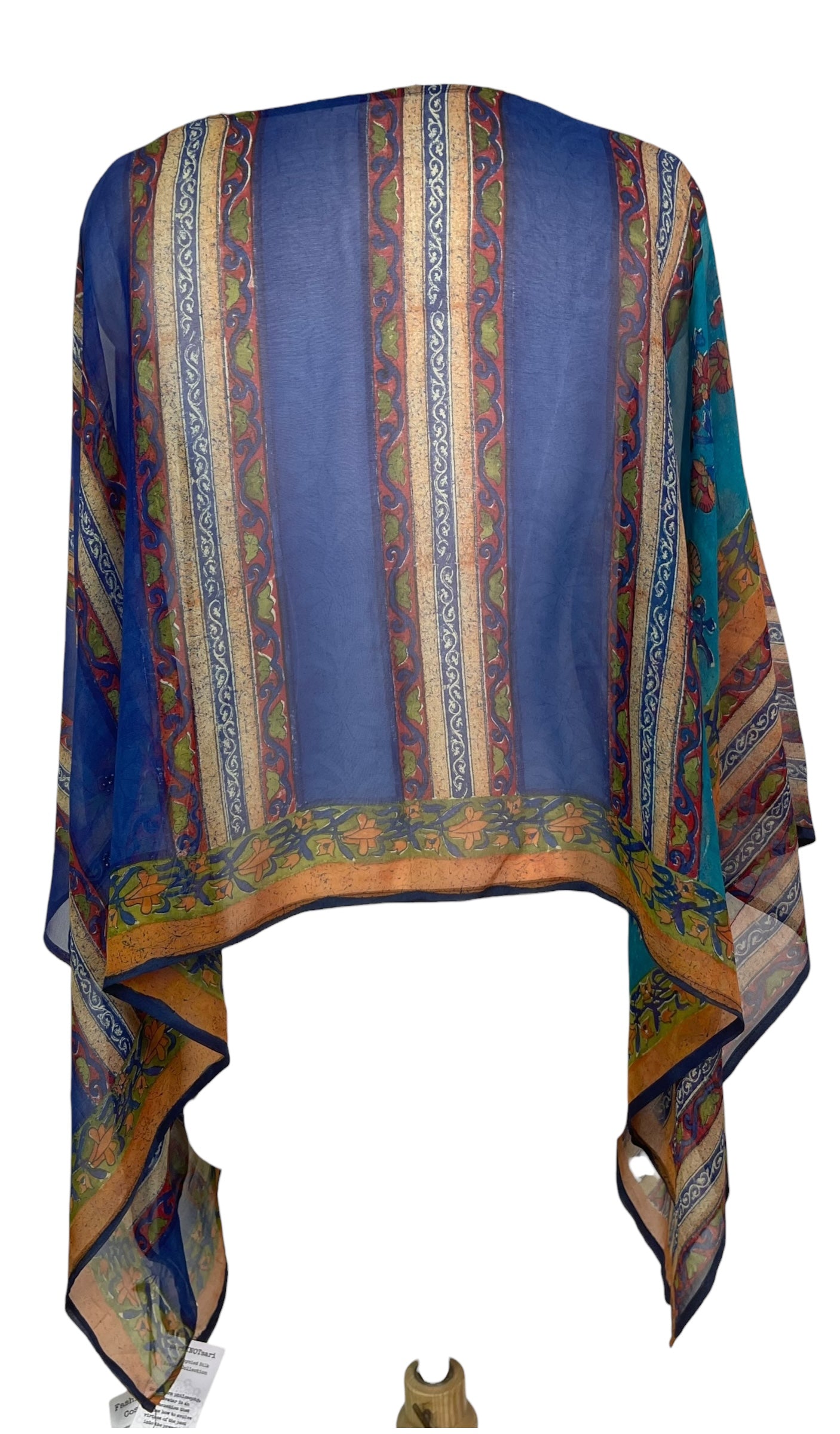PREVIEW PRG8632A Sheer Avatar Pure Silk Capelet Poncho by FEBRUARY2026 – Handmade ethical Poncho from sariKNOTsari using upcycled silk. Designed in Canada for travel and slow fashion, loved from Toronto to LA to Sydney.