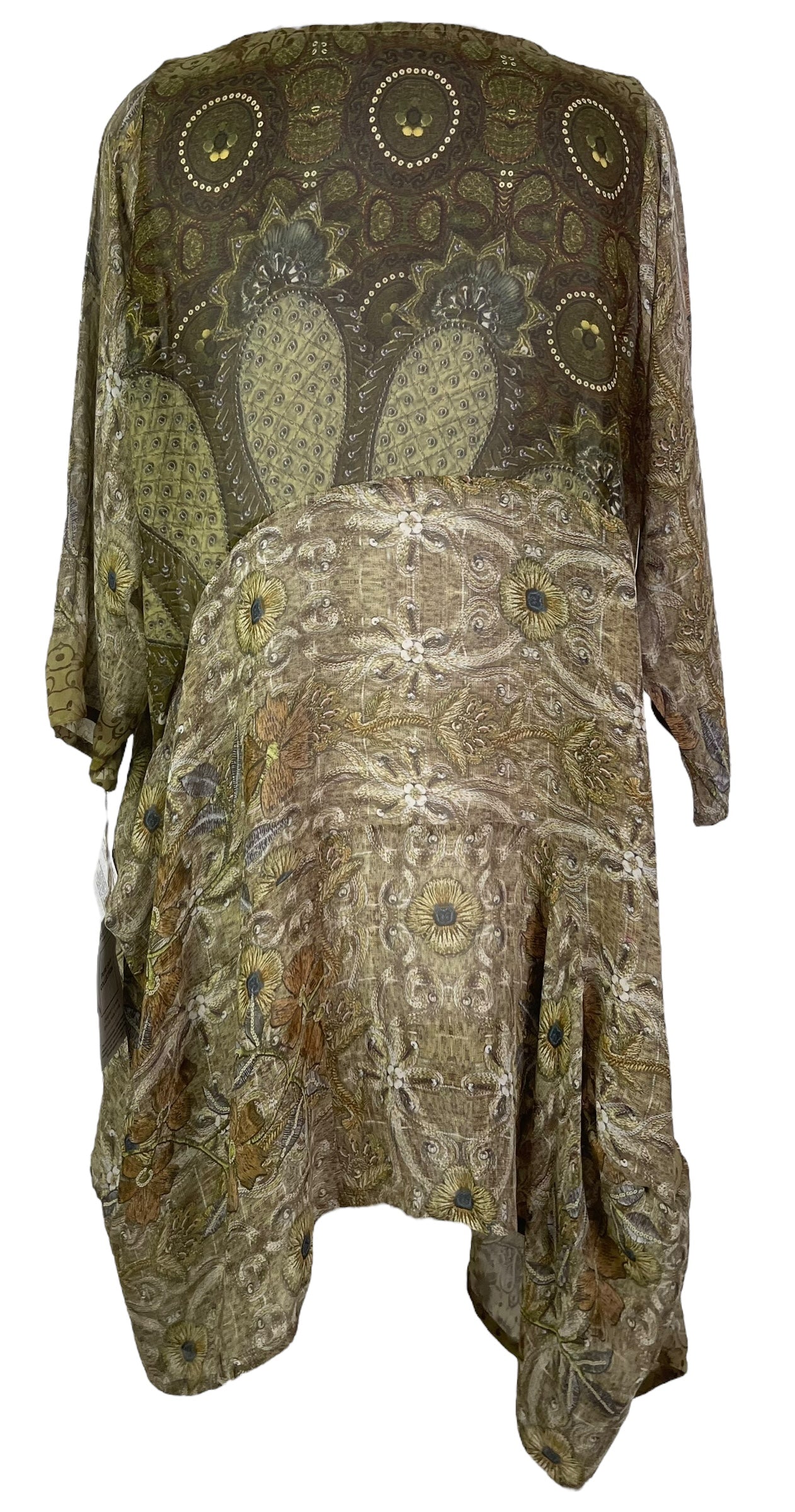 PRG7899 Sheer Avatar Pure Silk Sculptural Long Tunic Dress