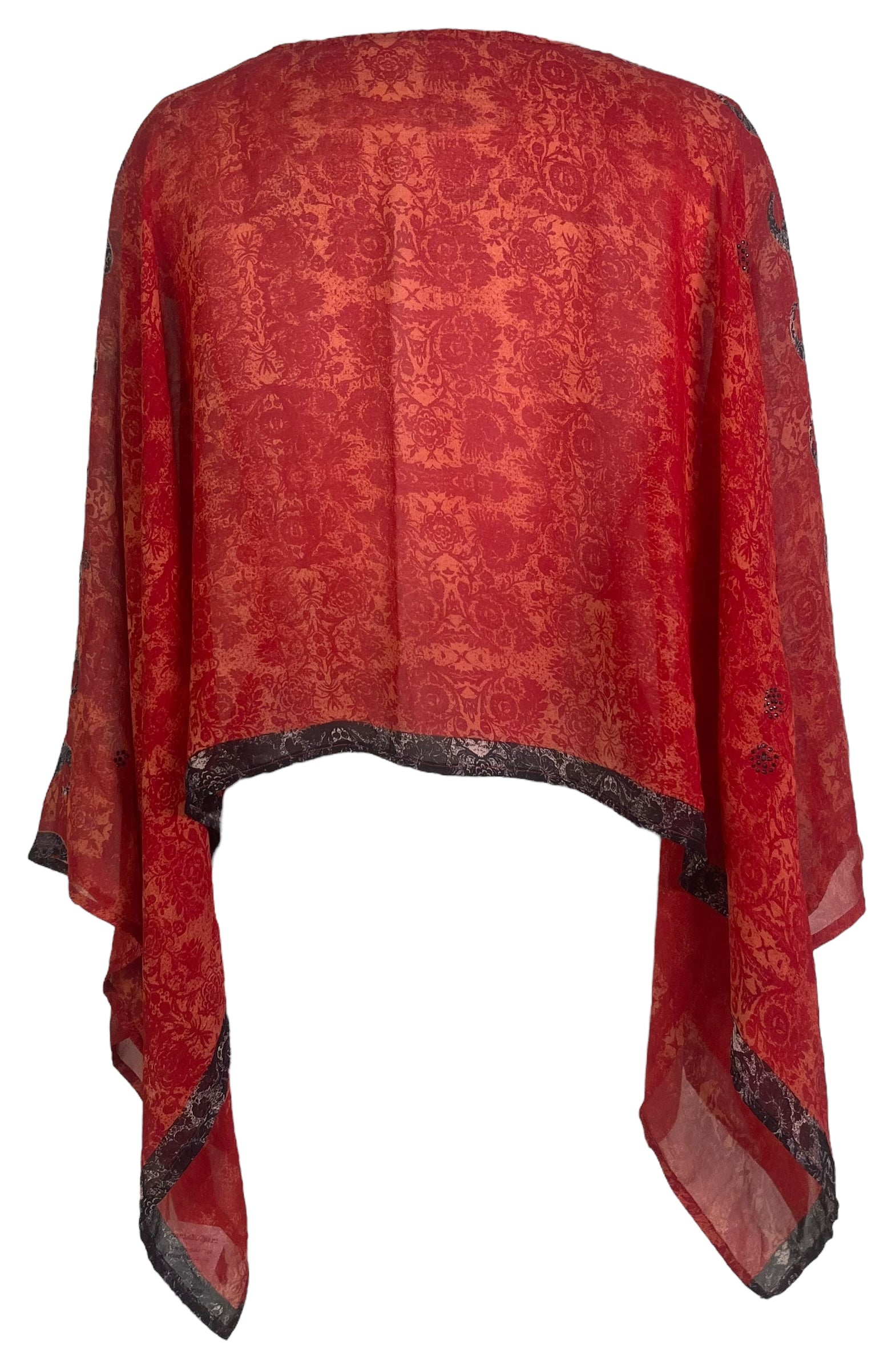 PREVIEW PRG7874 Sheer Avatar Pure Silk Capelet Poncho by DECEMBER2025 – Handmade ethical Poncho from sariKNOTsari using upcycled silk. Designed in Canada for travel and slow fashion, loved from Toronto to LA to Sydney.