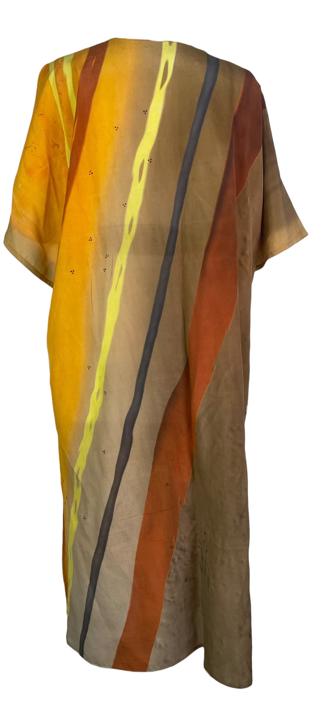 PRC8553 Avatar Long Pure Silk Kimono Sleeved Duster with Belt