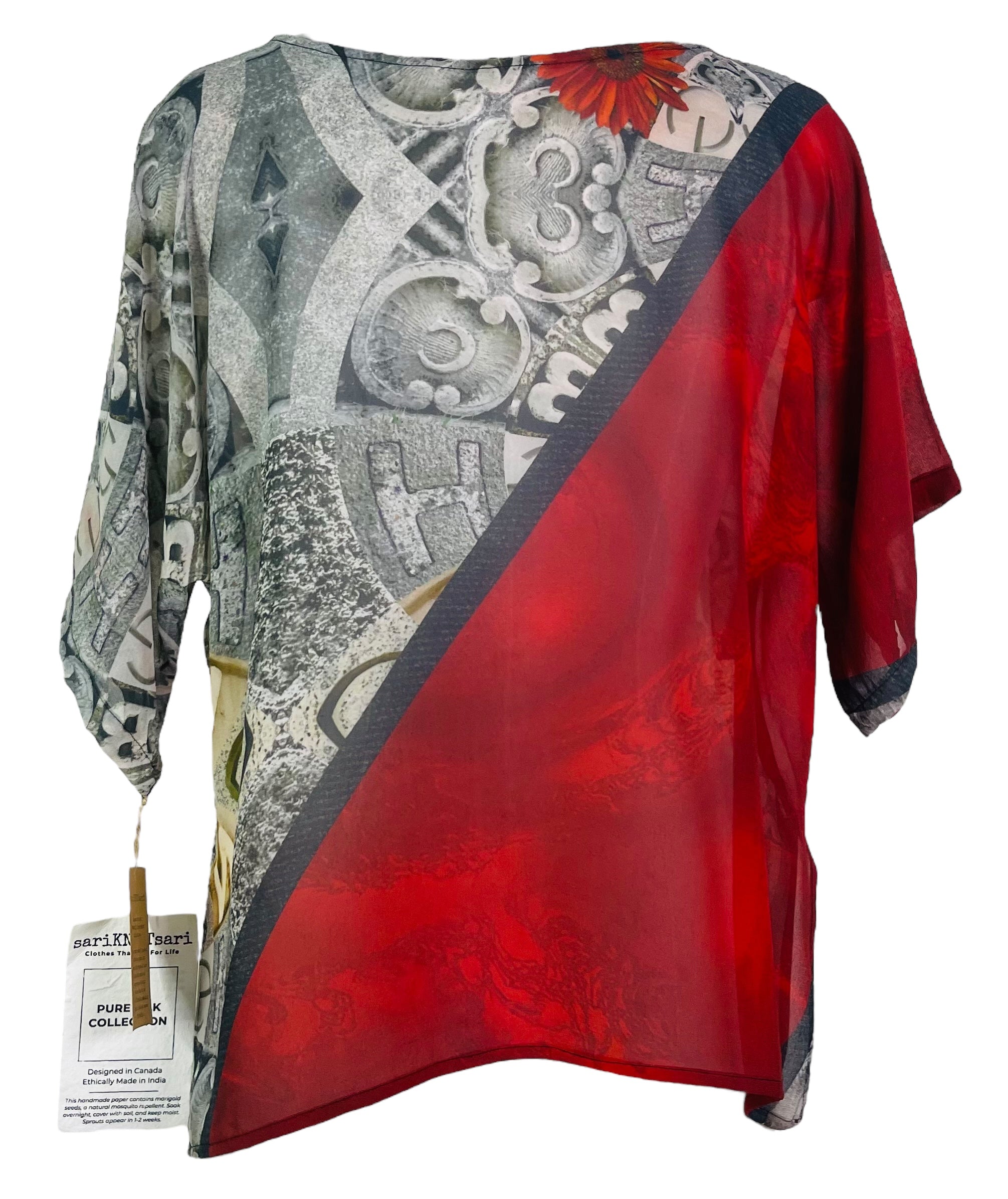 PRG6858 Sheer Wabi Sabi Pure Silk Side Slit Top